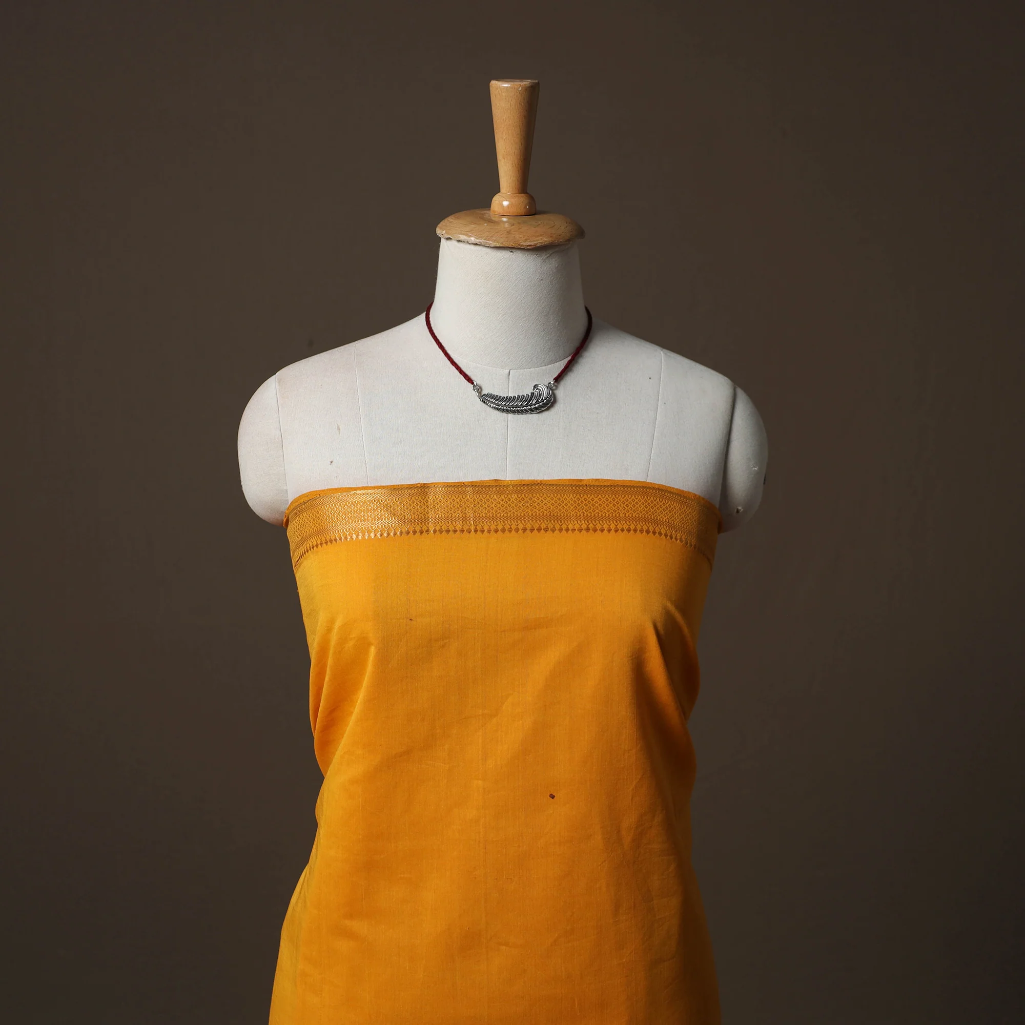 Mangalagiri Handwoven Cotton 2pc Unstitched Dress Material Kurta Set with Jewellery 15 - Image 2