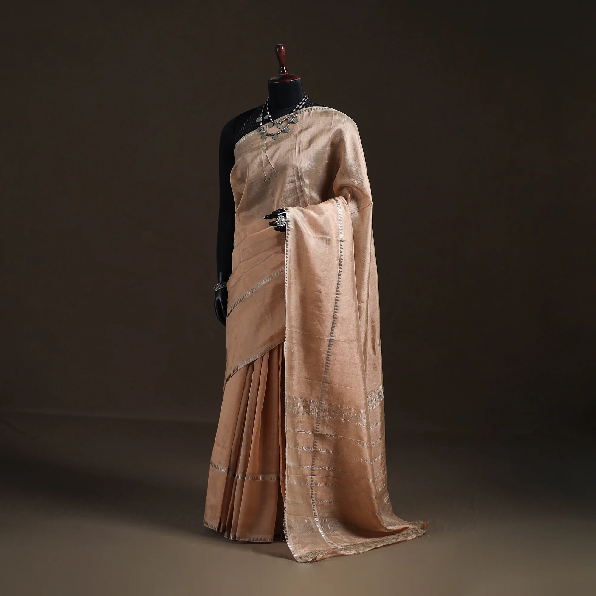 Beige - Mangalagiri Handwoven Pure Silk Pattu Saree 22
