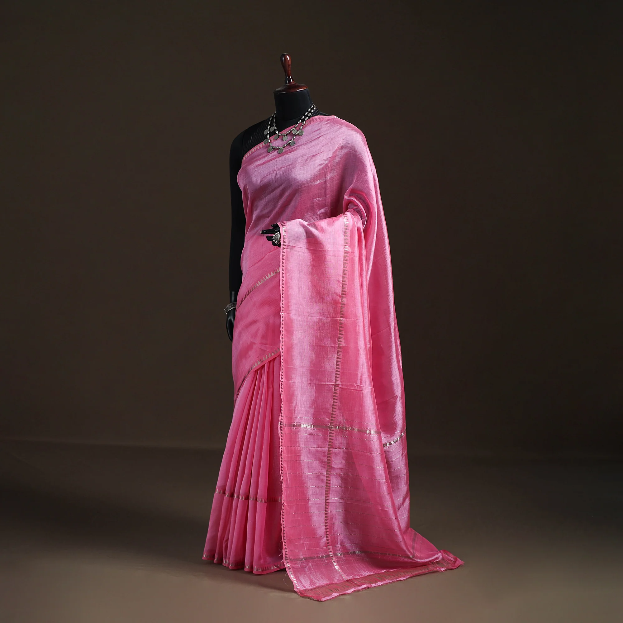Pink - Mangalagiri Handwoven Pure Silk Pattu Saree 25