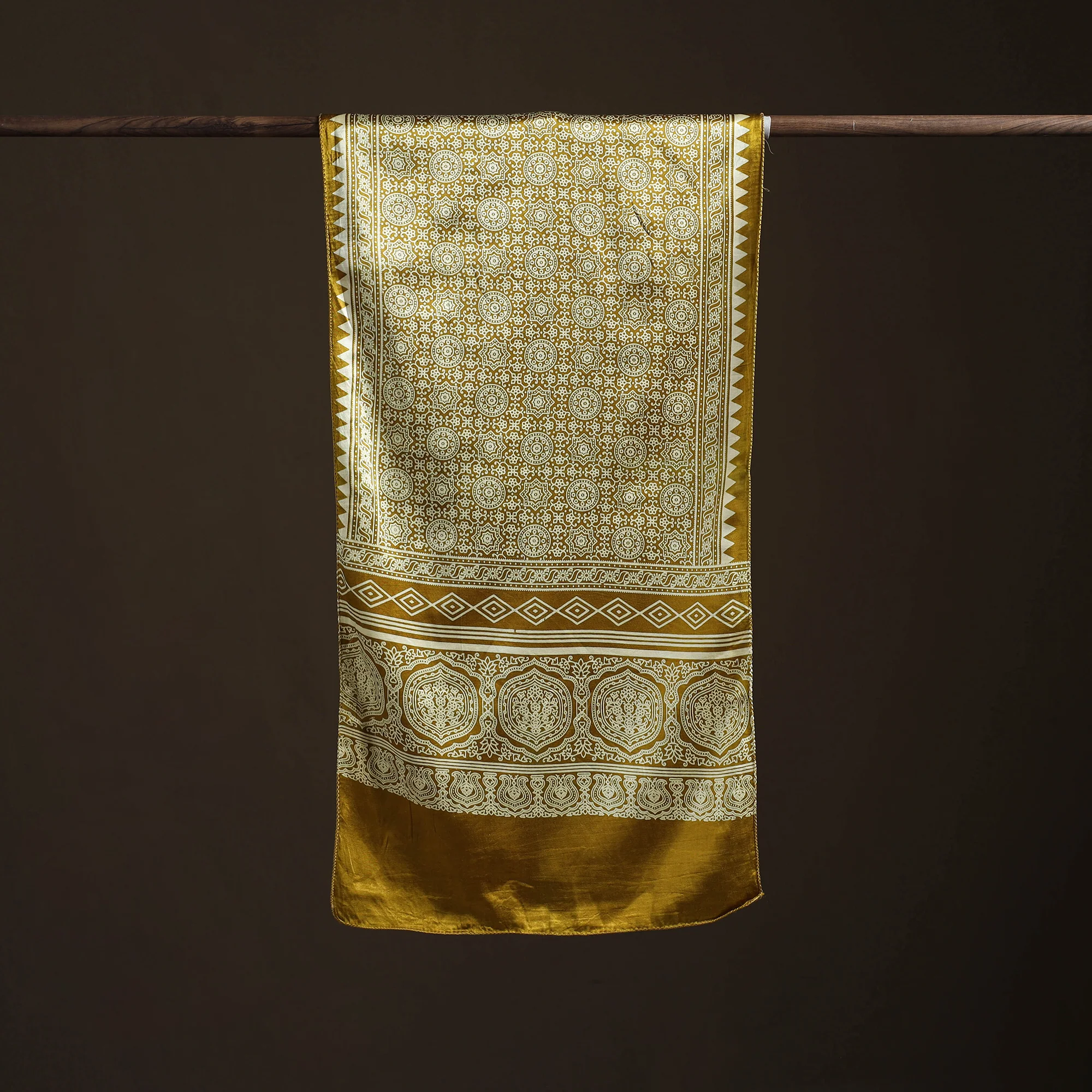Mashru Silk Printed Ajrakh Stole 66 - Image 3