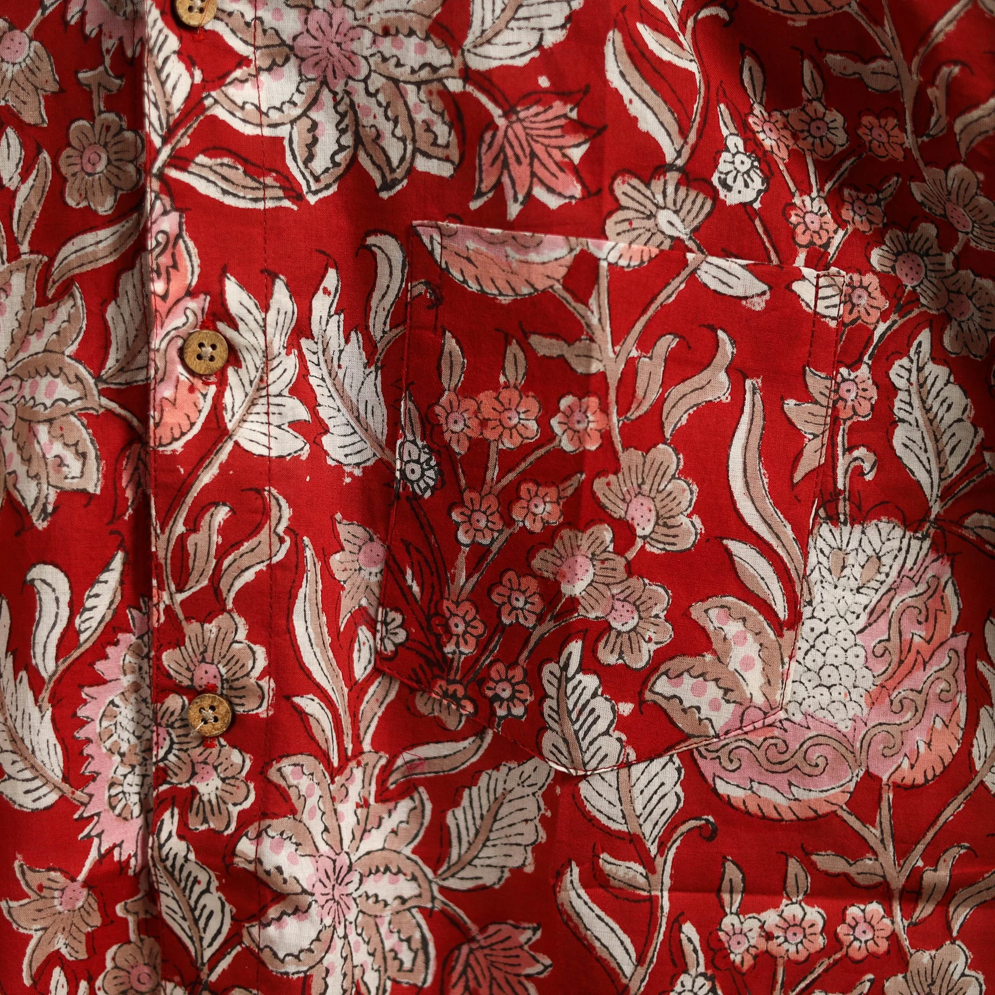 Men Cotton Sanganeri Hand Block Print Half Sleeve Shirt 03 - Image 4