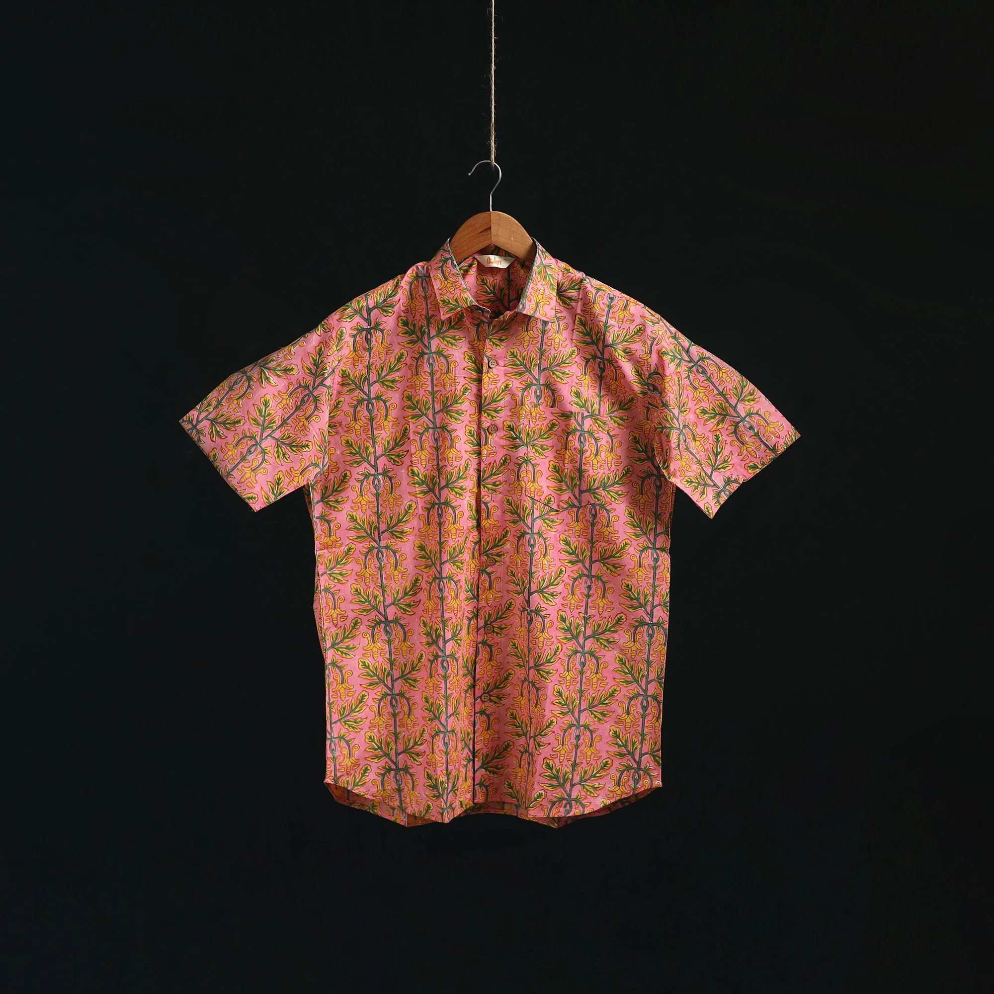 Men Cotton Sanganeri Hand Block Print Half Sleeve Shirt 07