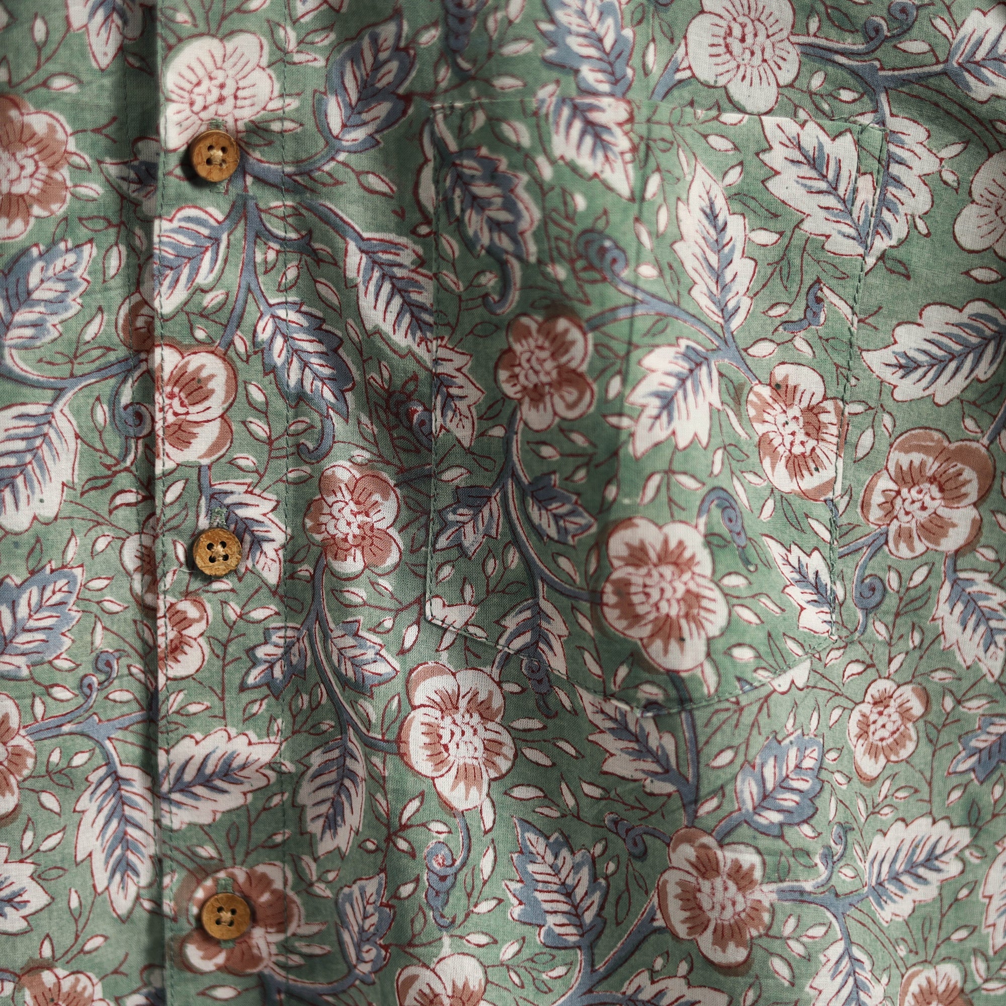 Men Cotton Sanganeri Hand Block Print Half Sleeve Shirt 17 - Image 4