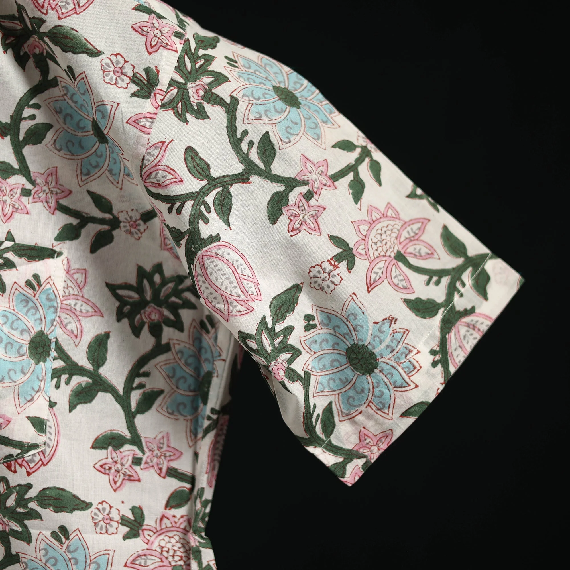 Men Cotton Sanganeri Hand Block Print Half Sleeve Shirt 20 - Image 5