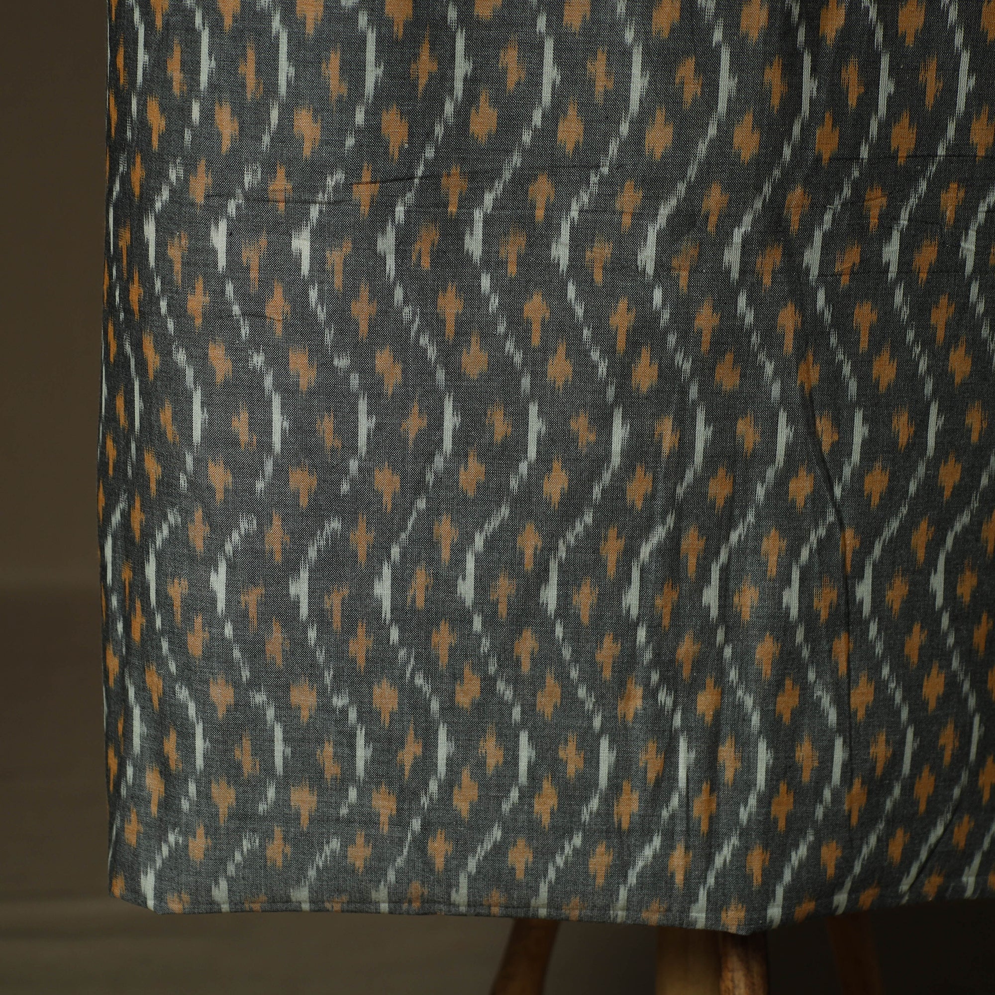 Grey - Mercerised Cotton Pochampally Ikat 2pc Unstitched Dress Material 27 - Image 5