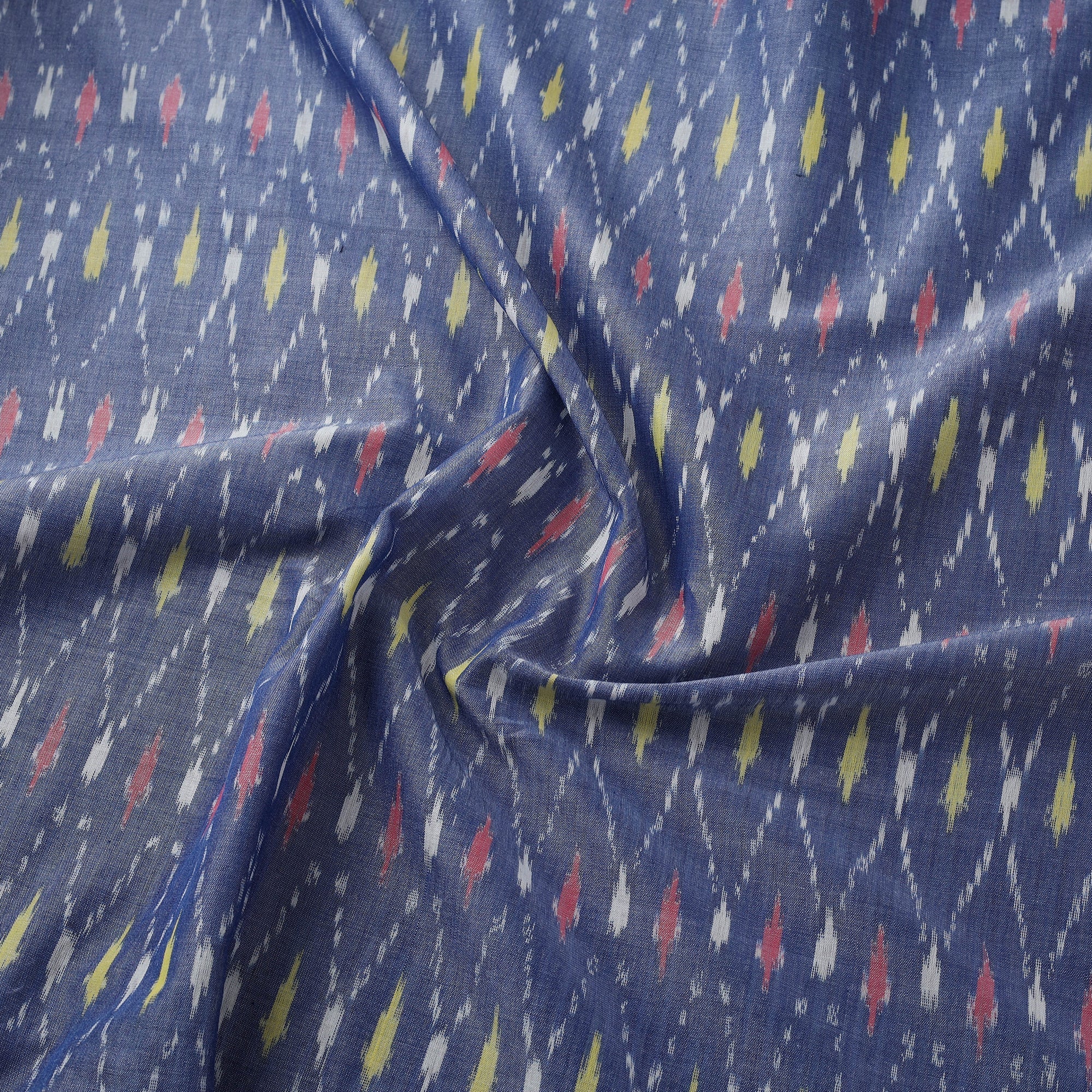 Blue - Mercerised Cotton Pochampally Ikat Fabric 22 - Image 3