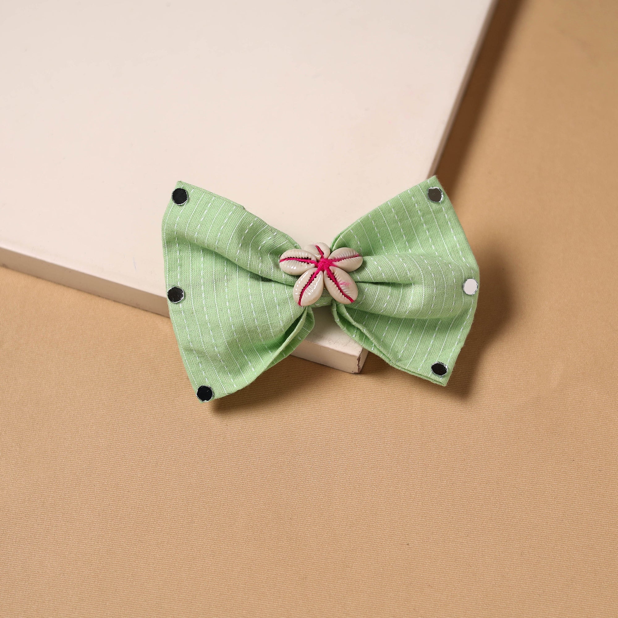Green - Mirror Shell Work Women's Bow Hair Clip 09