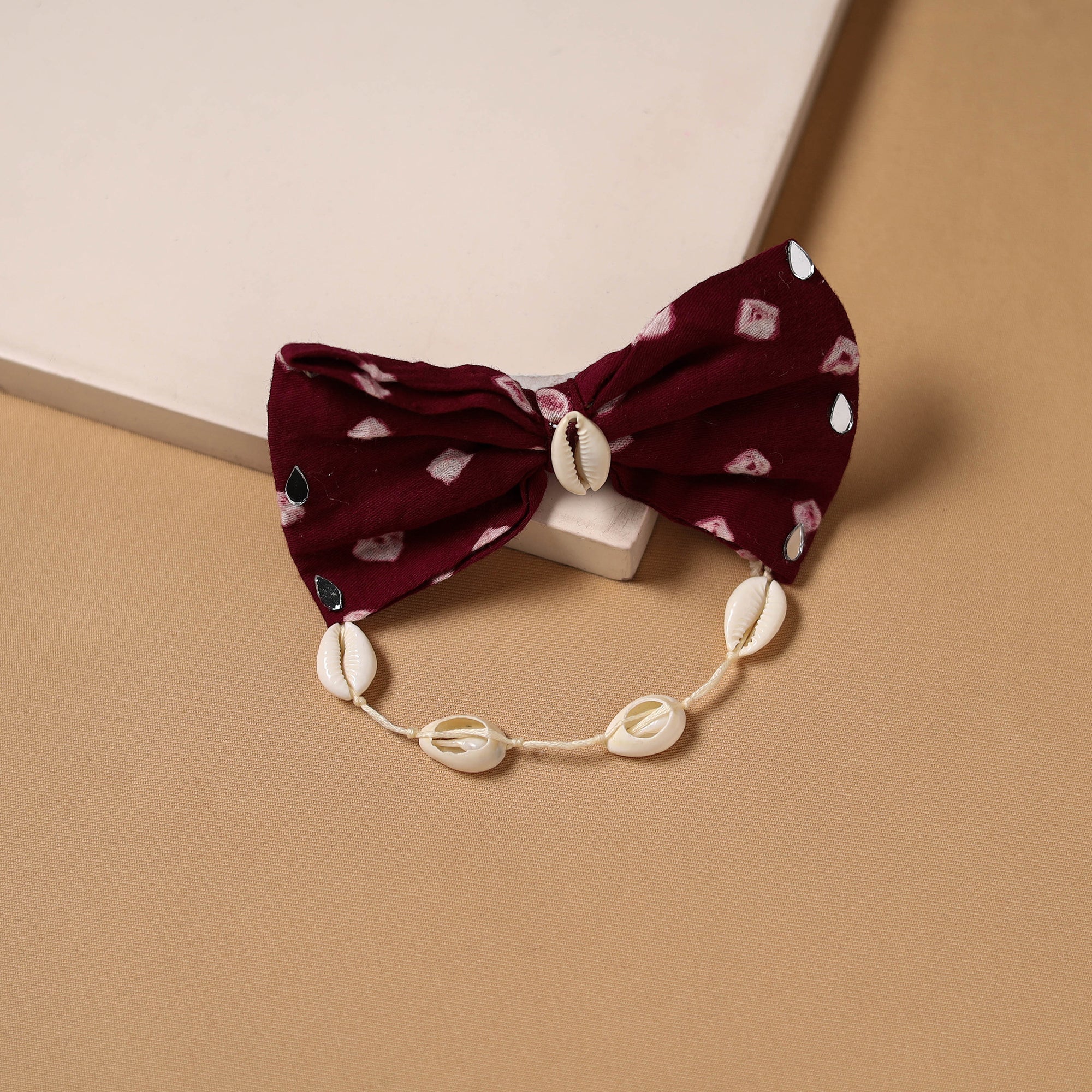 Maroon - Mirror Shell Work Women's Bow Hair Clip 32
