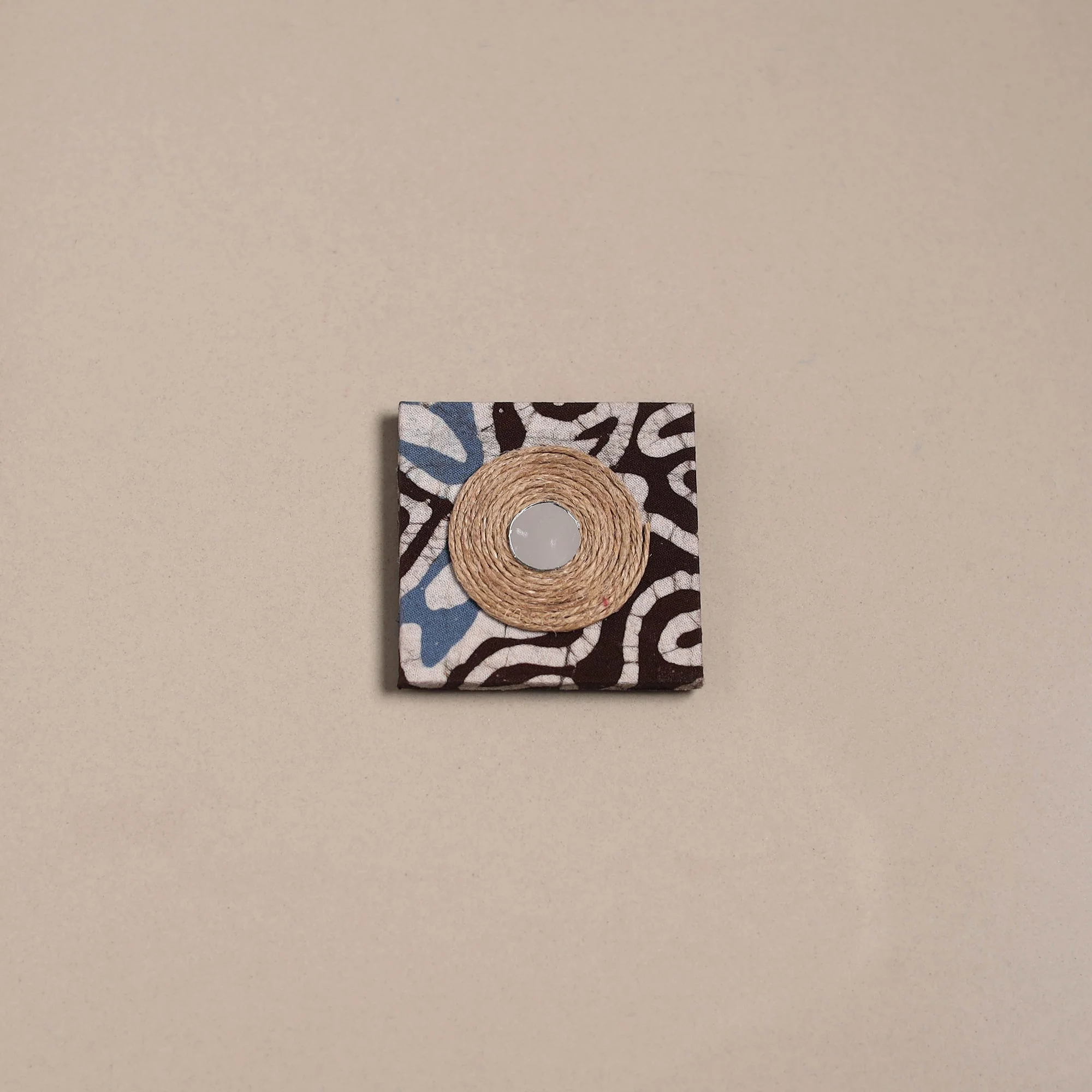 Brown - Mirror Work Handmade Fabart Jute Magnet 11