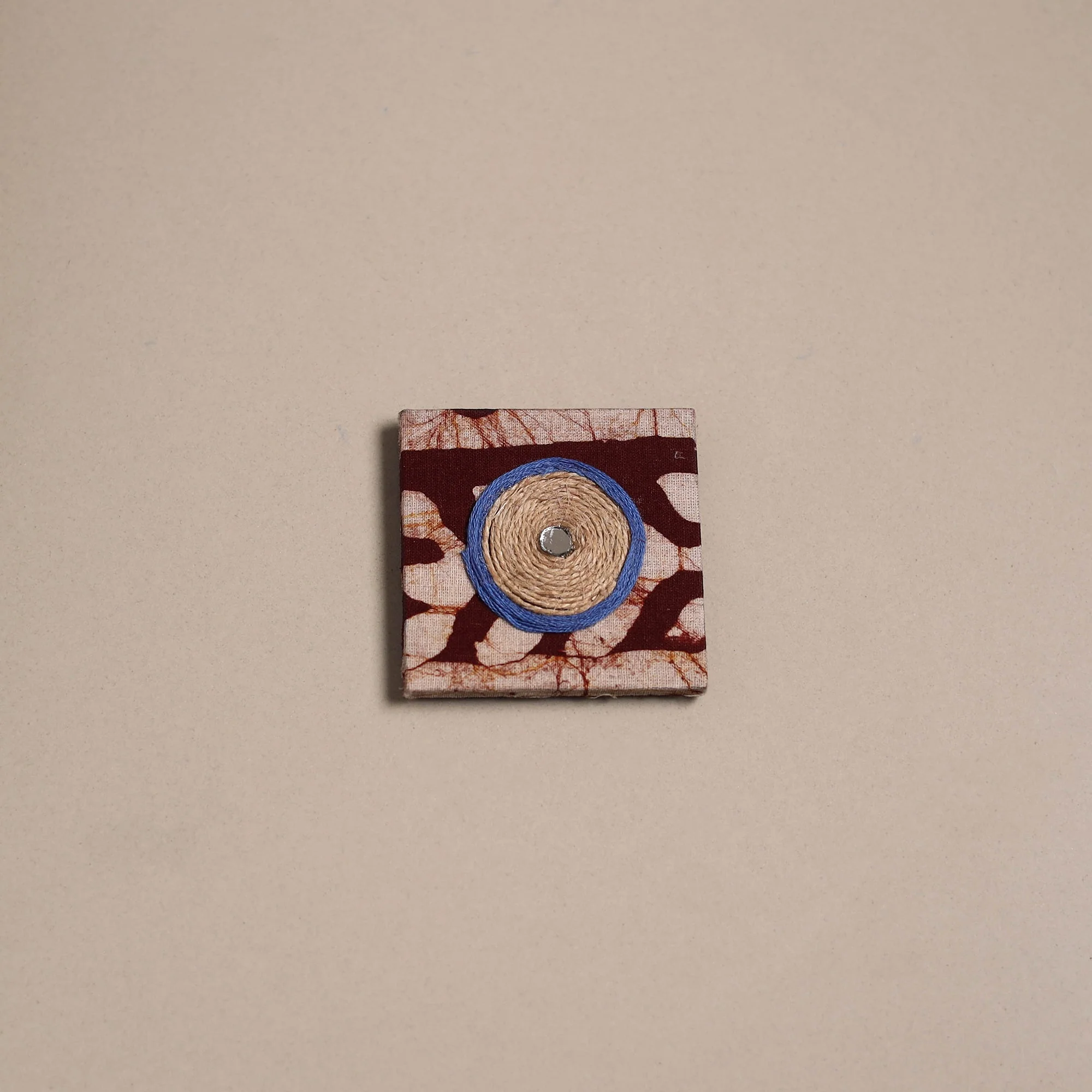 Maroon - Mirror Work Handmade Fabart Jute Magnet 31