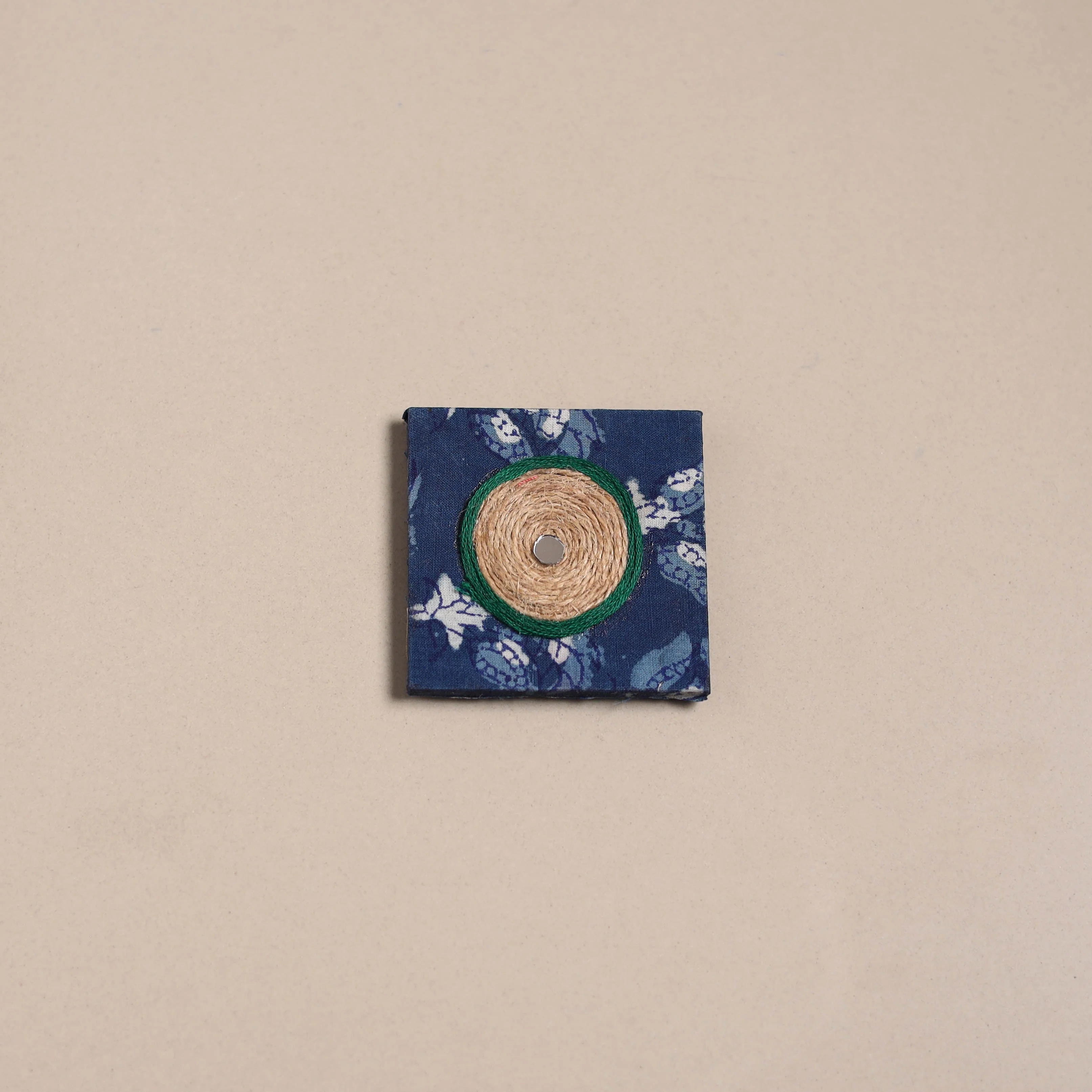 Blue - Mirror Work Handmade Fabart Jute Magnet 35