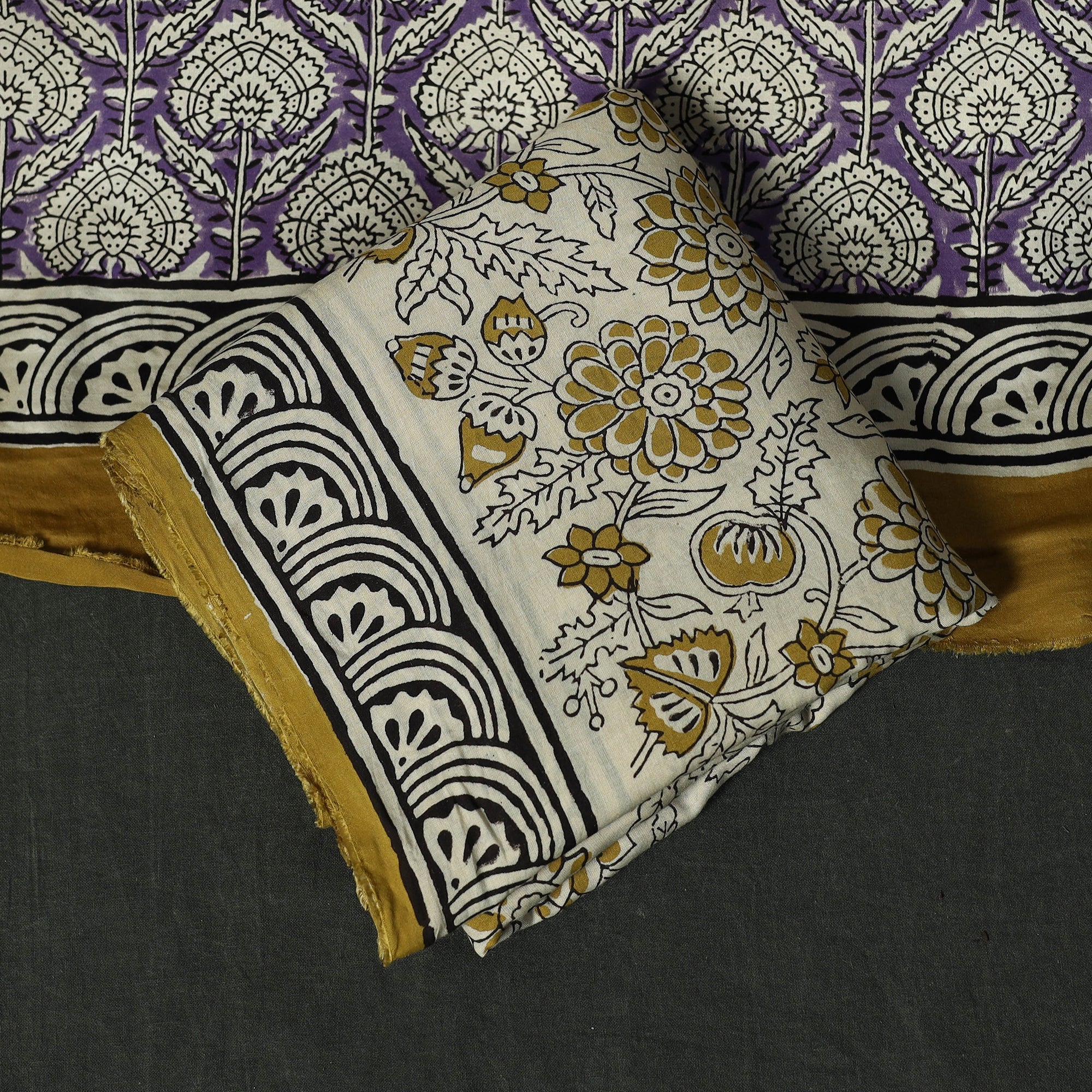 Purple - Modal Silk Hand Block Bagru Print 3pc Unstitched Dress Material 20 - Image 5