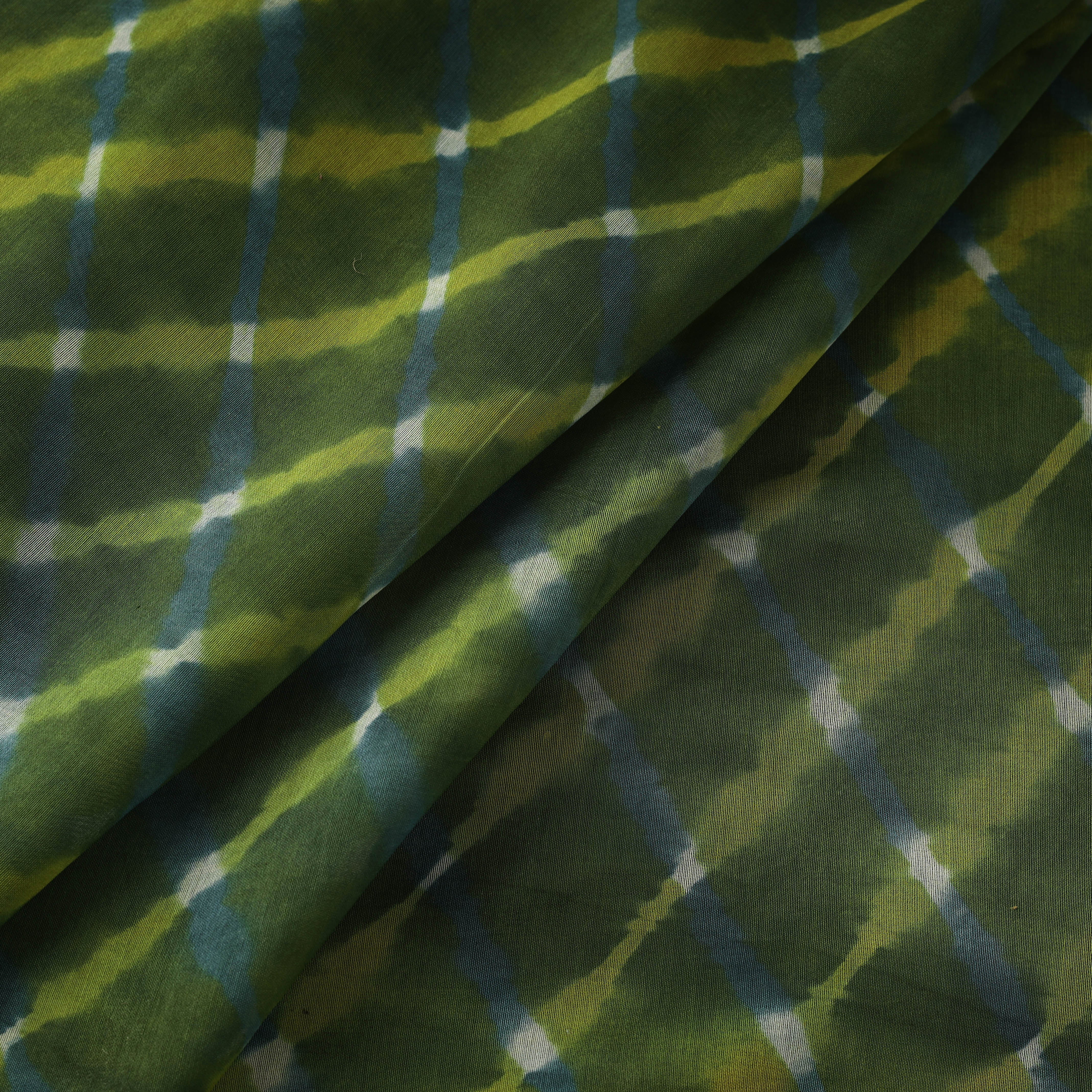 Green - Mothra Leheriya Tie-Dye Chanderi Silk Fabric 16 - Image 3