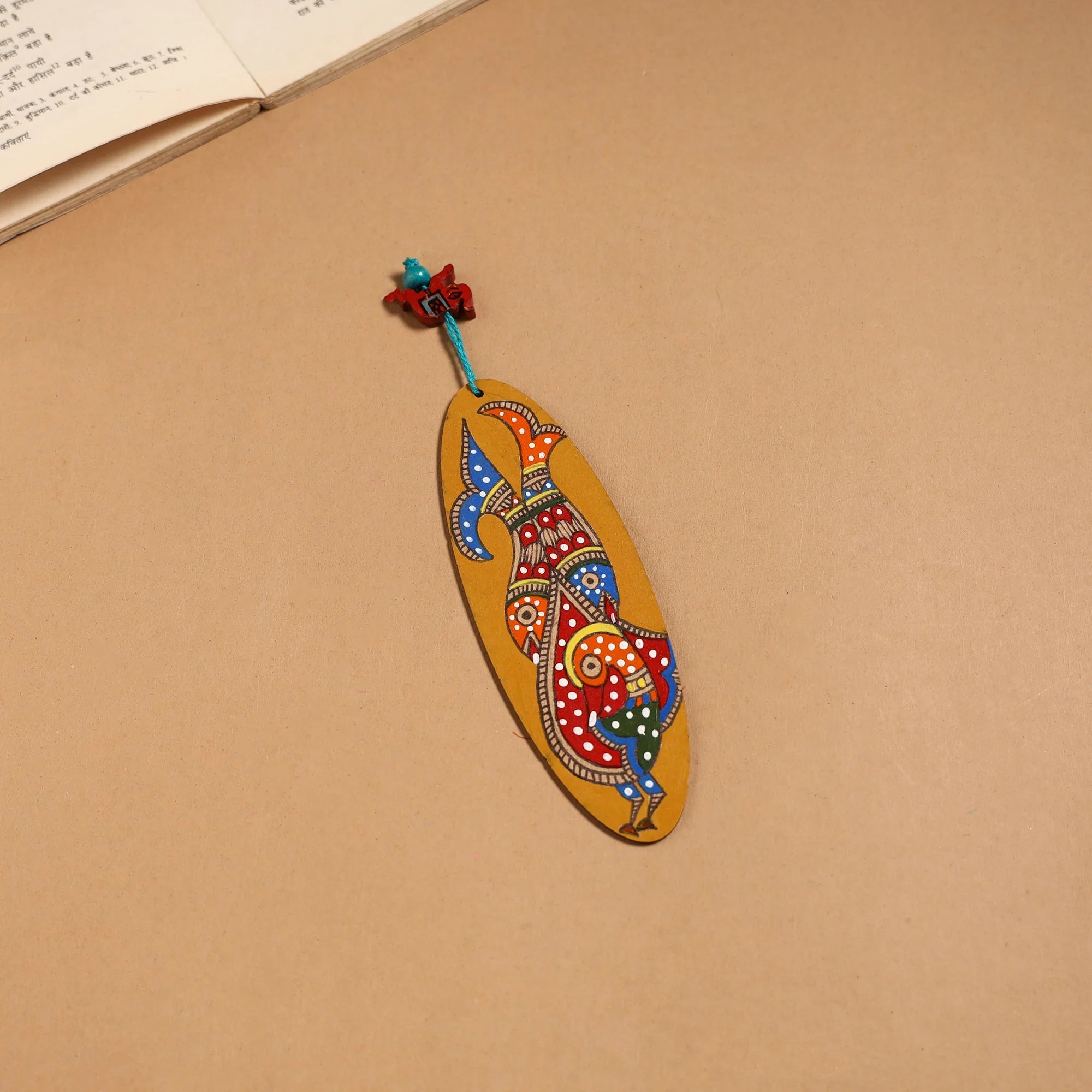 Brown - Madhubani Handpainted Wooden Bookmark 39