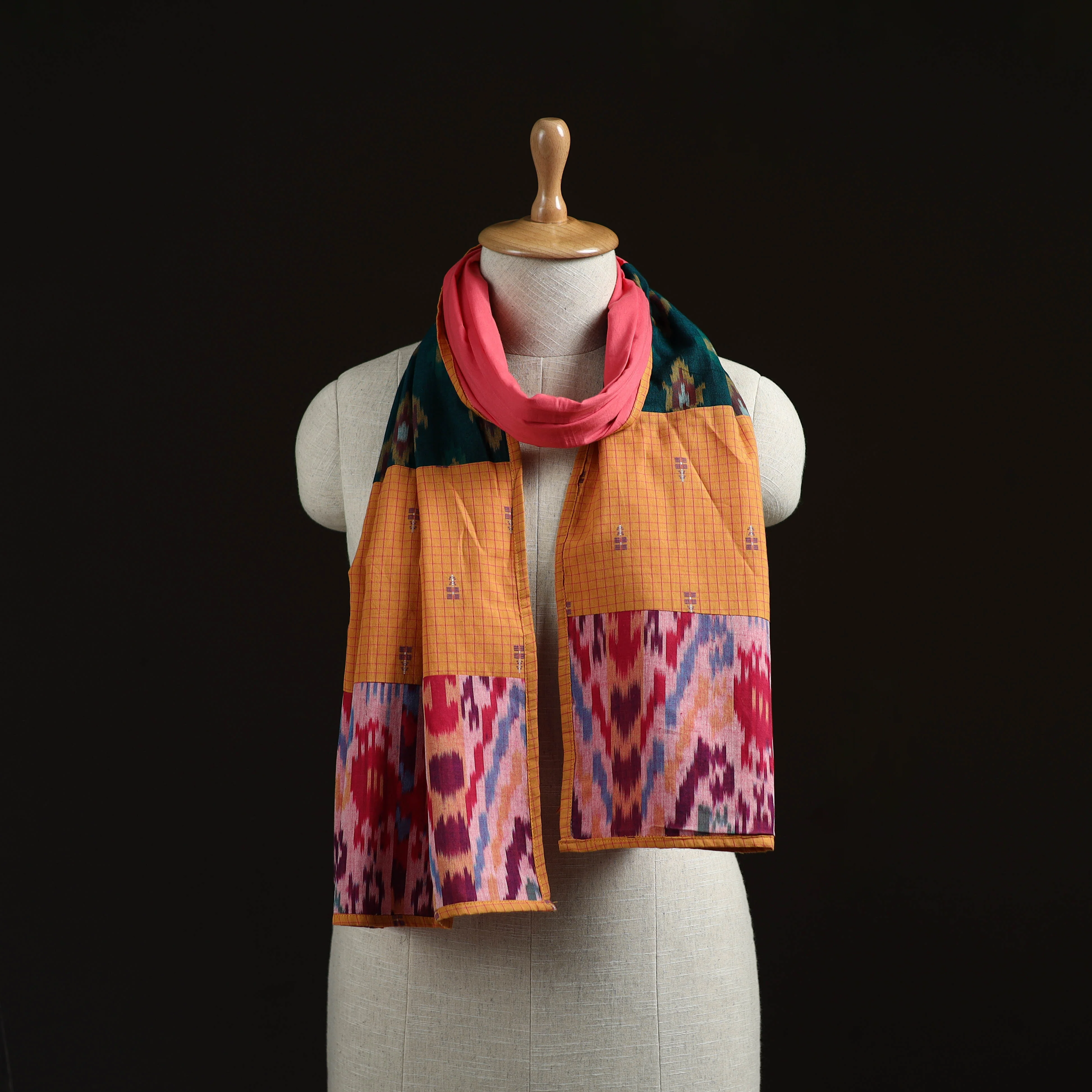 Multicolor - Plain Cotton Patchwork Stole 41