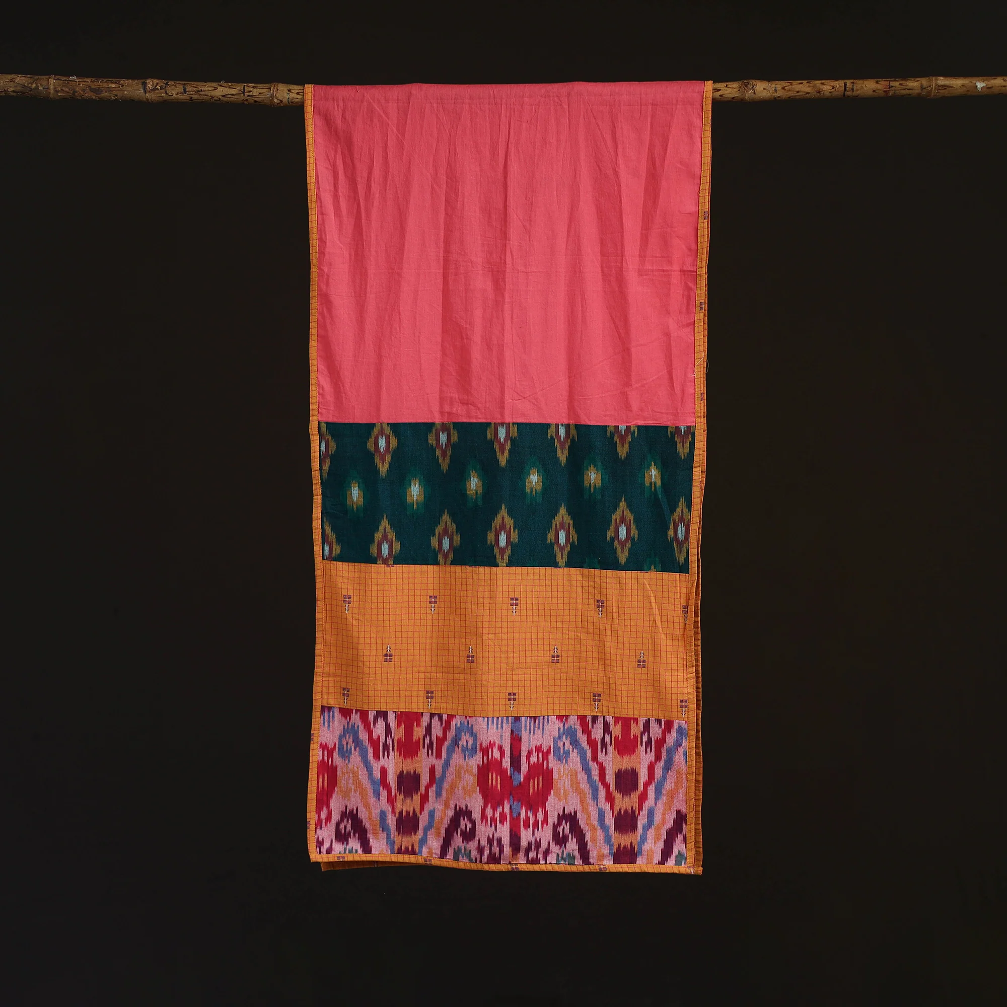 Multicolor - Plain Cotton Patchwork Stole 41 - Image 2