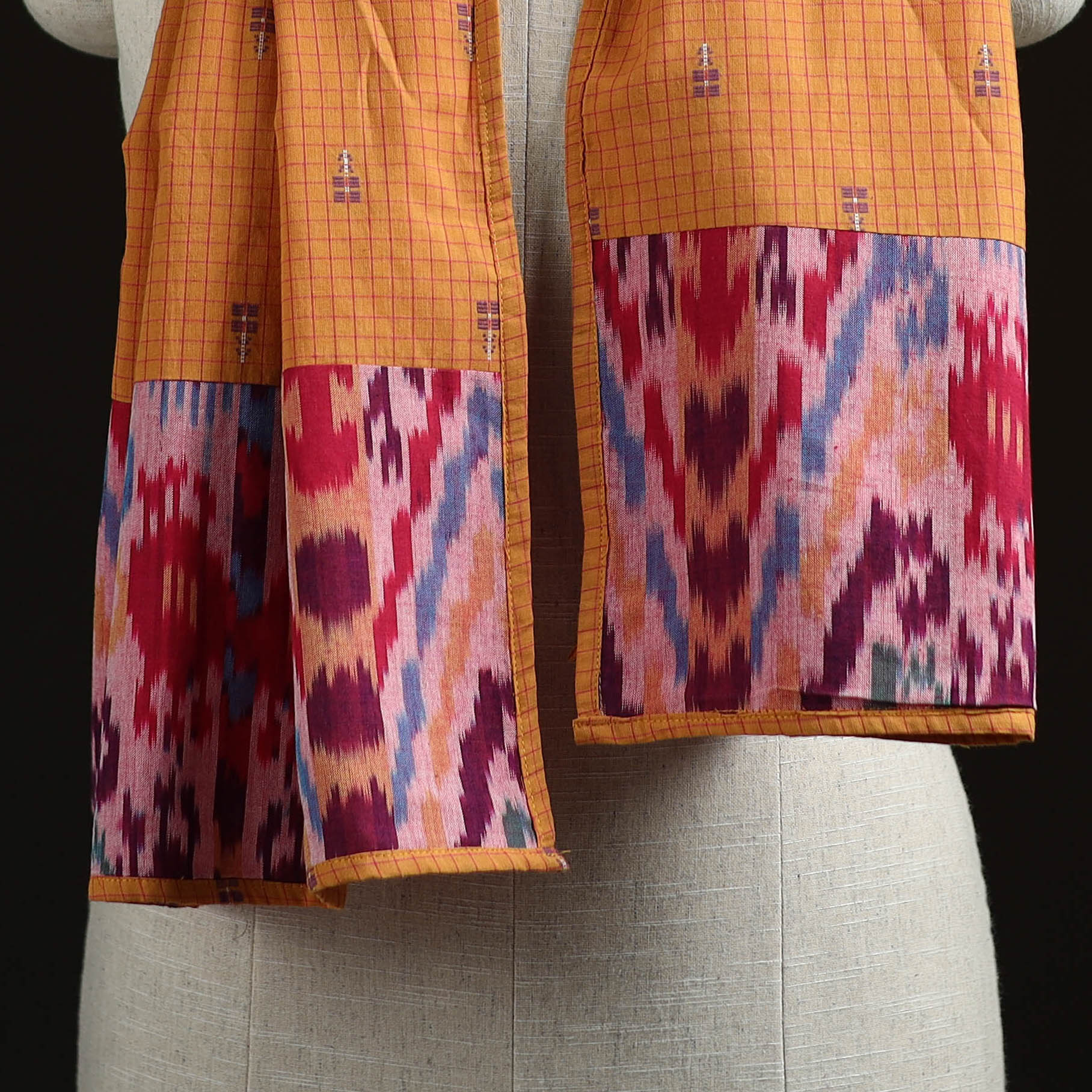 Multicolor - Plain Cotton Patchwork Stole 41 - Image 3