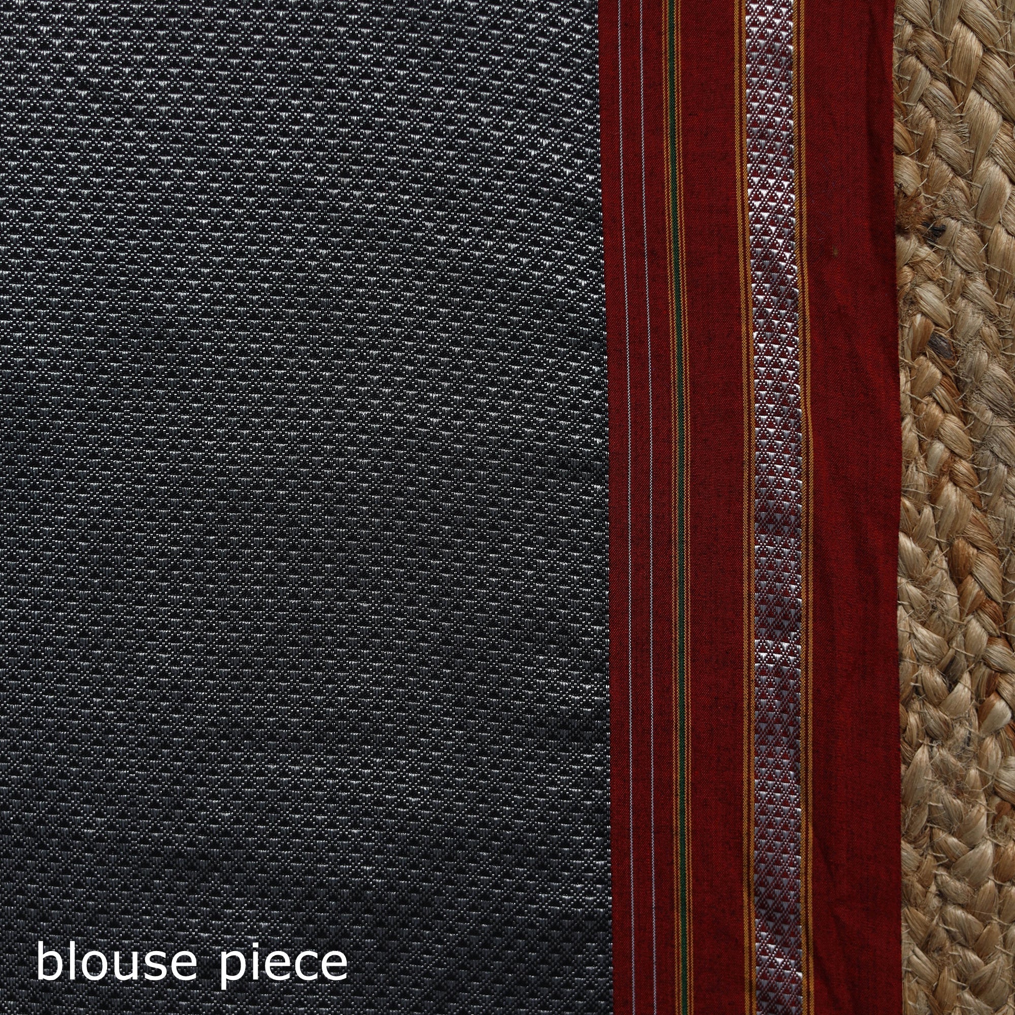 Grey - Nath Work Silk Cotton Khun Saree 01 - Image 5