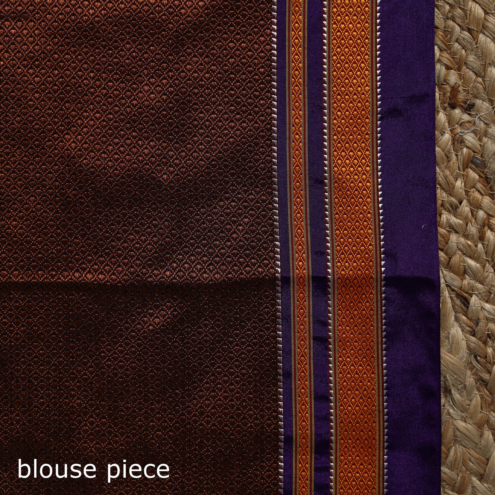Brown - Nath Work Silk Cotton Khun Saree 14 - Image 5