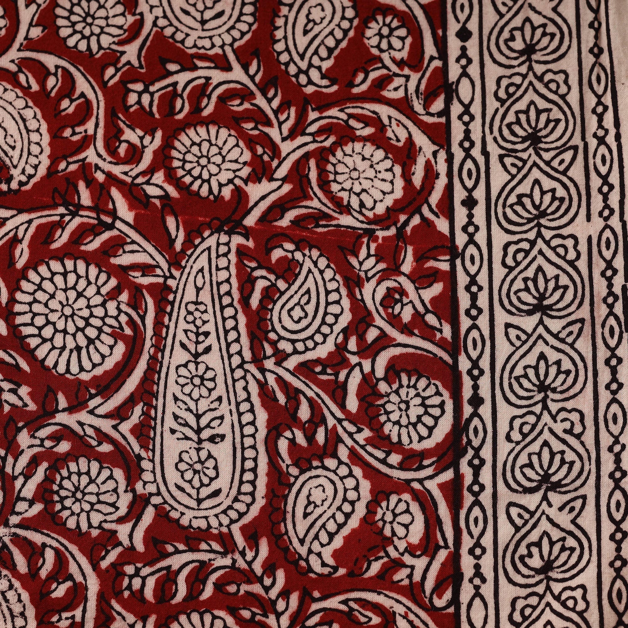 Red - Natural Dyed Cotton Hand Block Bagh Print Fabric 10 - Image 4