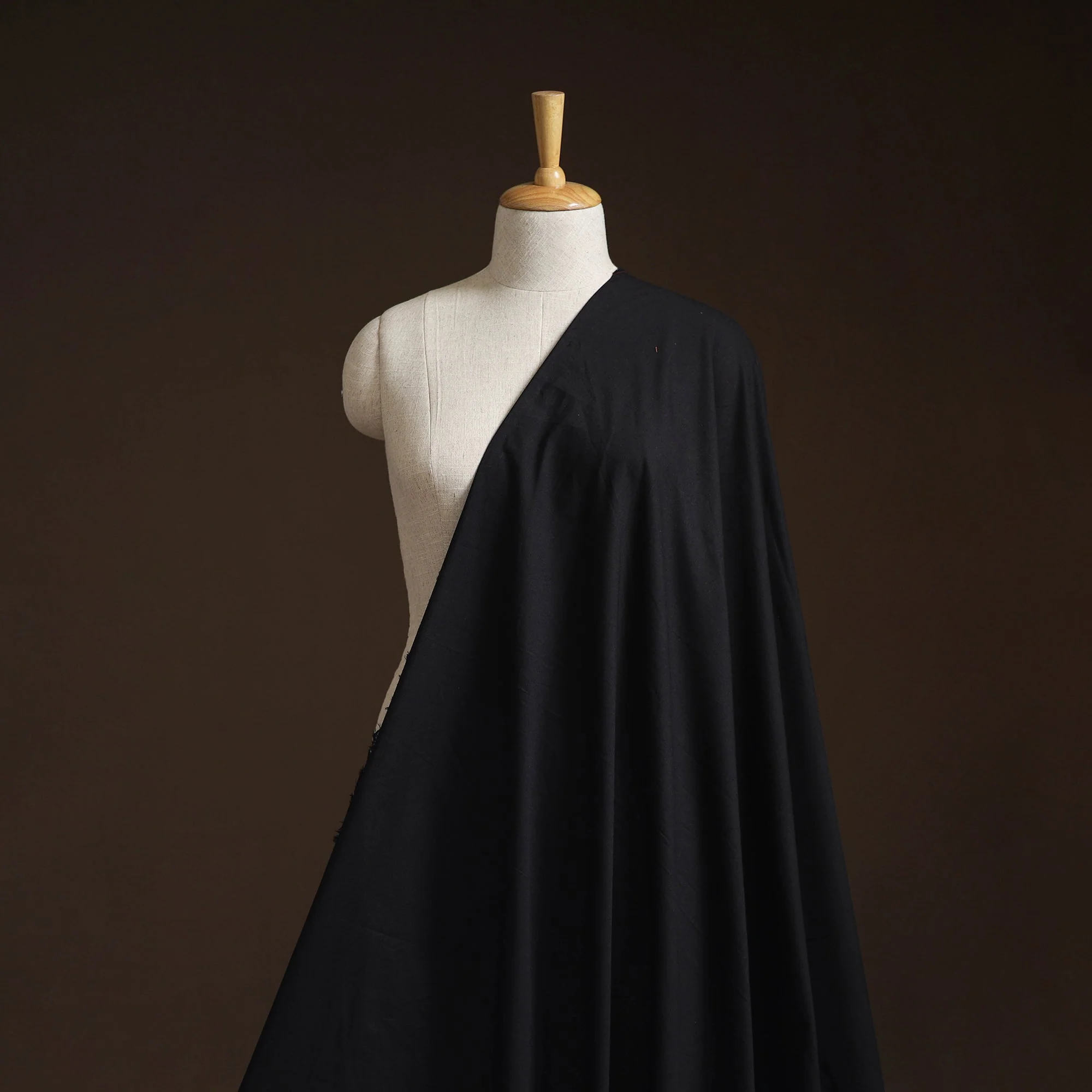 Black - Natural Dyed Cotton Plain Fabric 03