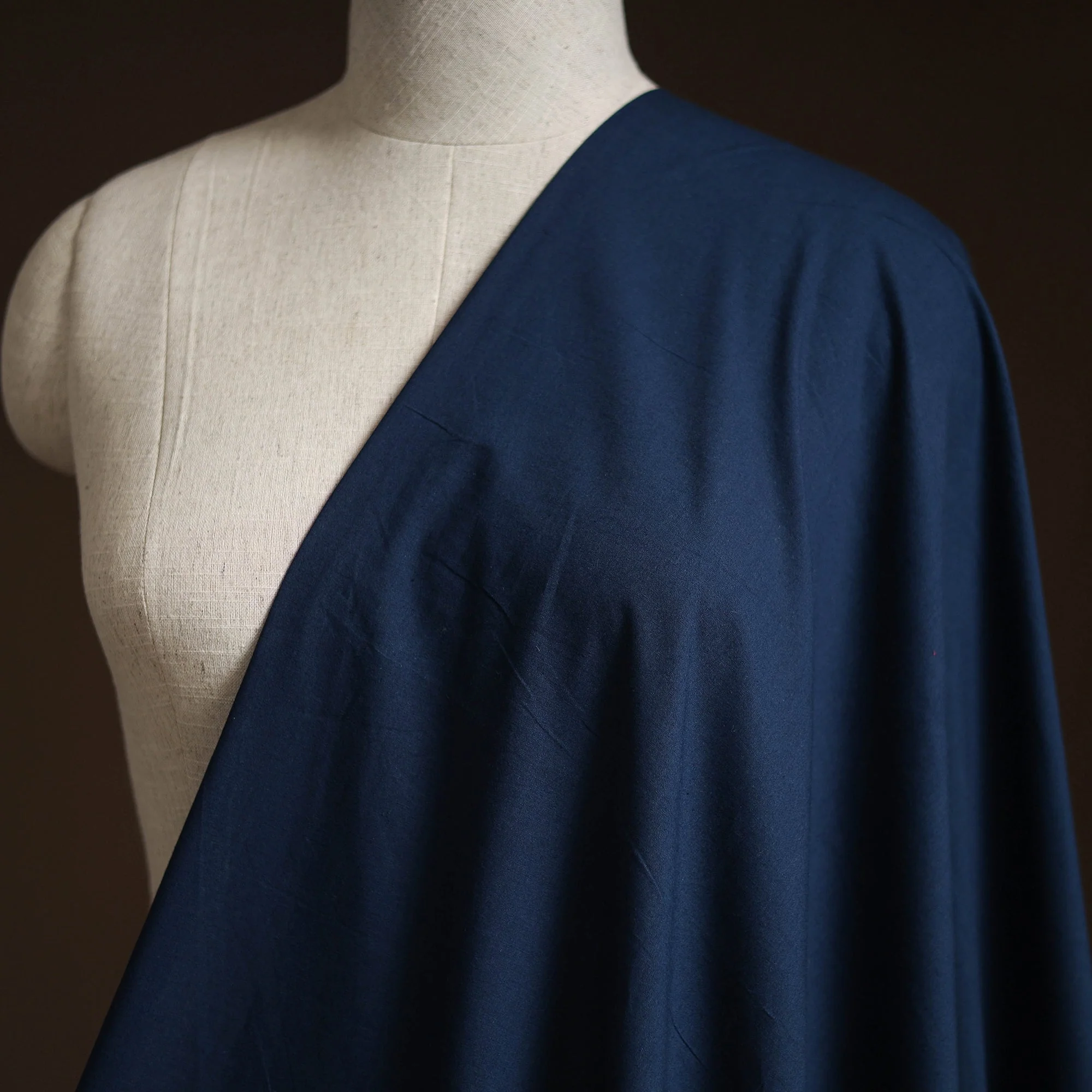 Blue - Natural Dyed Cotton Plain Fabric 04 - Image 2