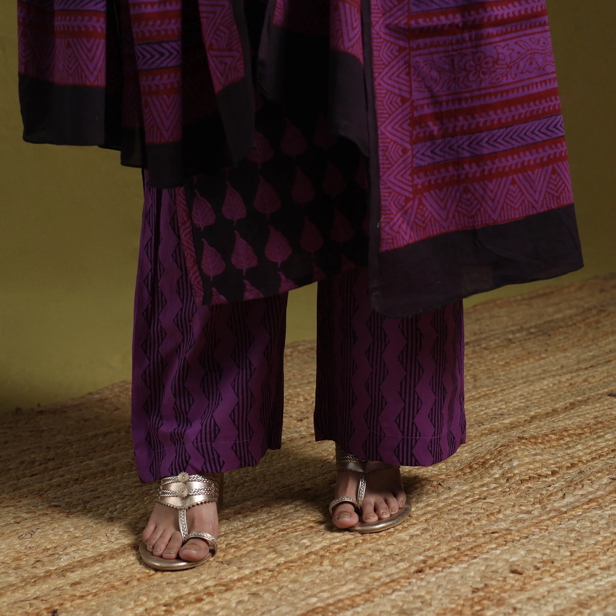 Purple - Natural Dyed Hand Block Bagh Print Cotton Suit Set with Dupatta for Women 11 - Image 5