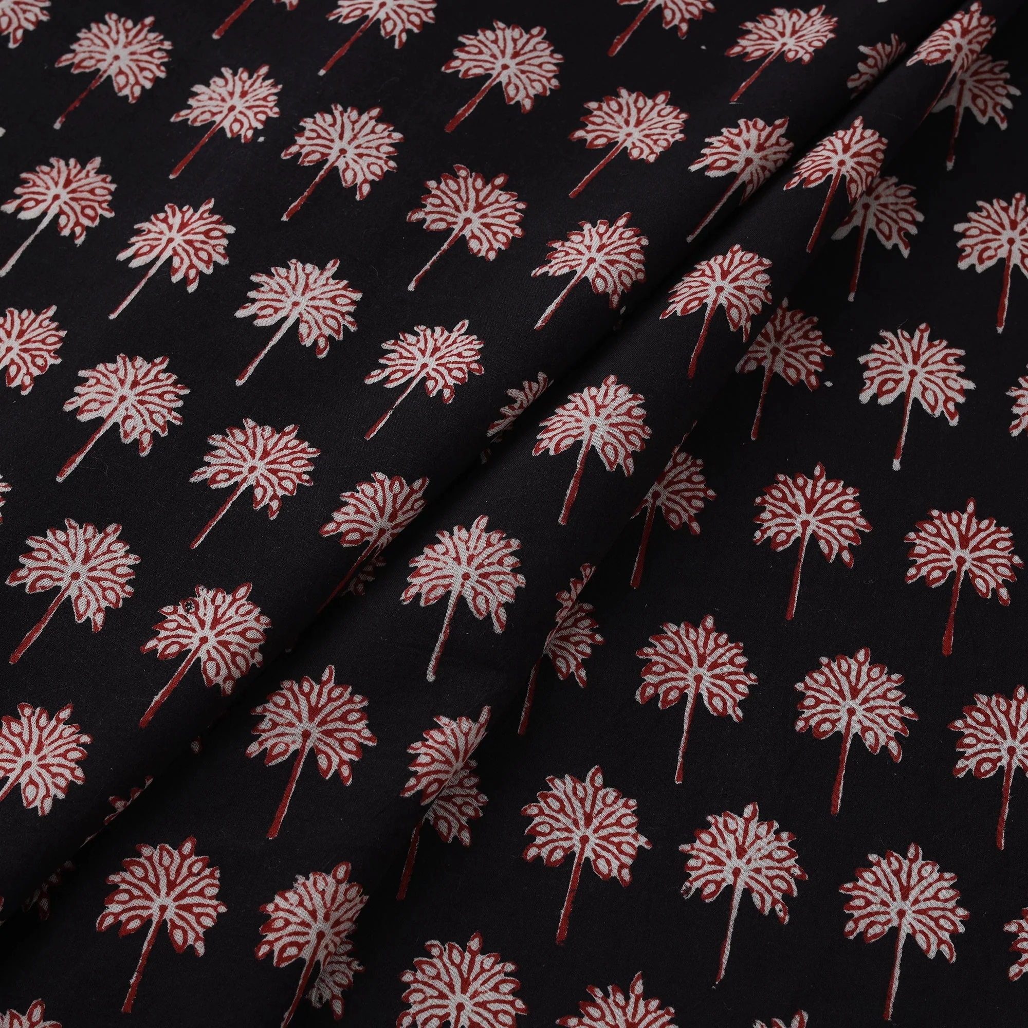 Black - Natural Dyed Pure Cotton Hand Block Bagh Print Fabric 02 - Image 2