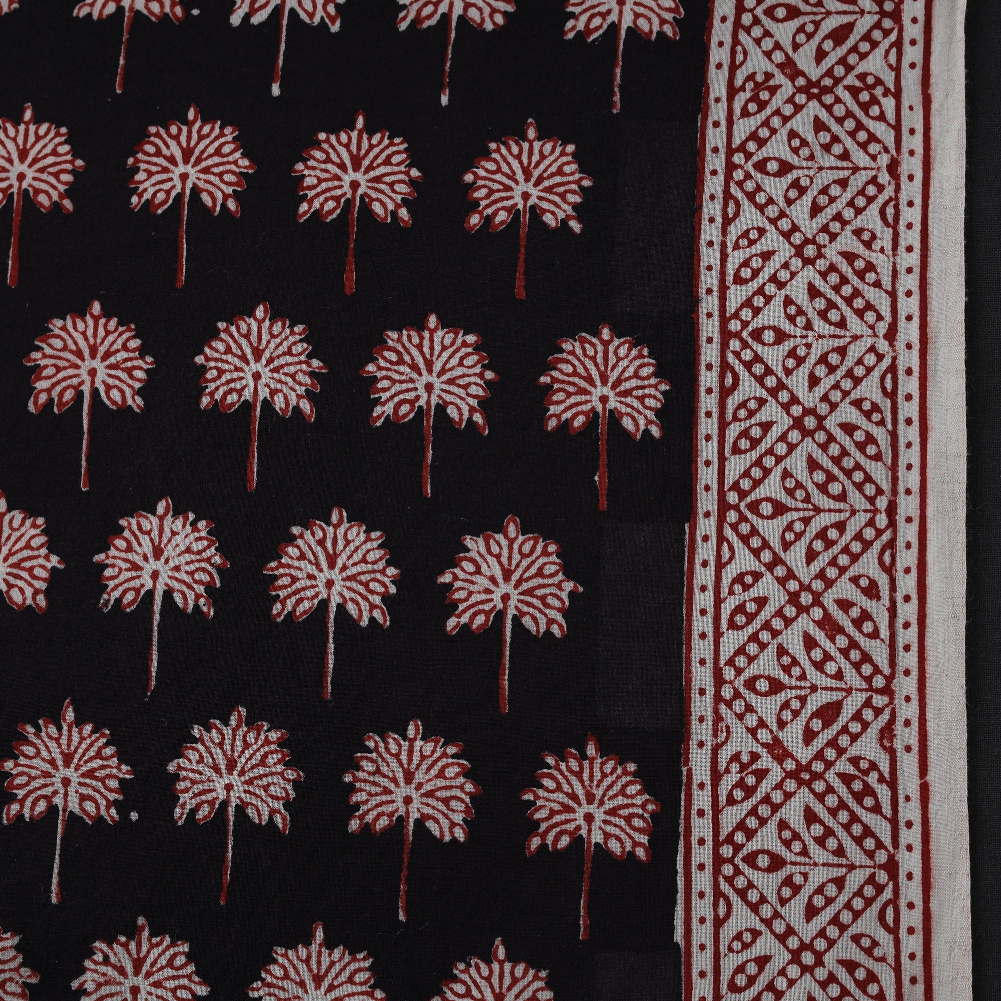 Black - Natural Dyed Pure Cotton Hand Block Bagh Print Fabric 02 - Image 4