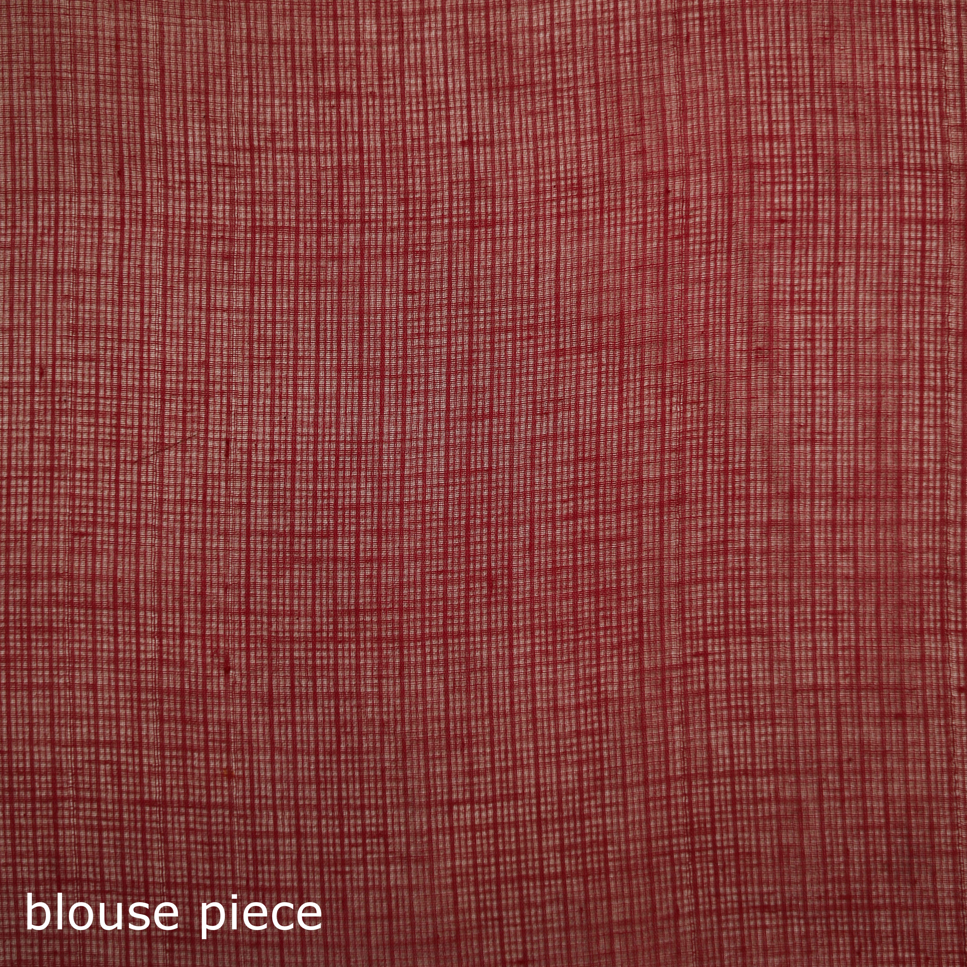 Red - Nazaakat Kota Doria Cotton Plain Saree with Blouse & Jewellery Set 188 - Image 5