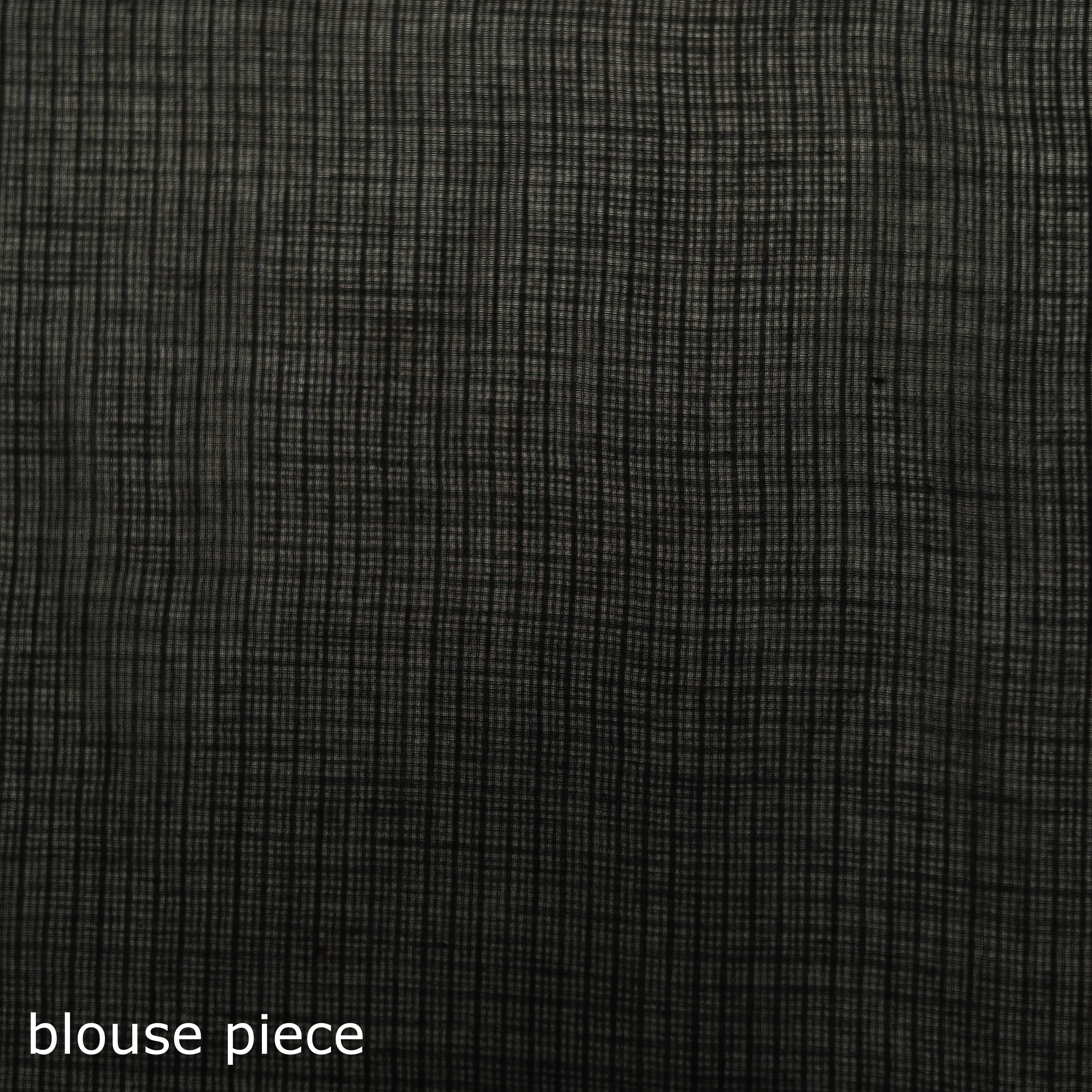 Black - Nazaakat Kota Doria Cotton Plain Saree with Blouse & Jewellery Set 38 - Image 5