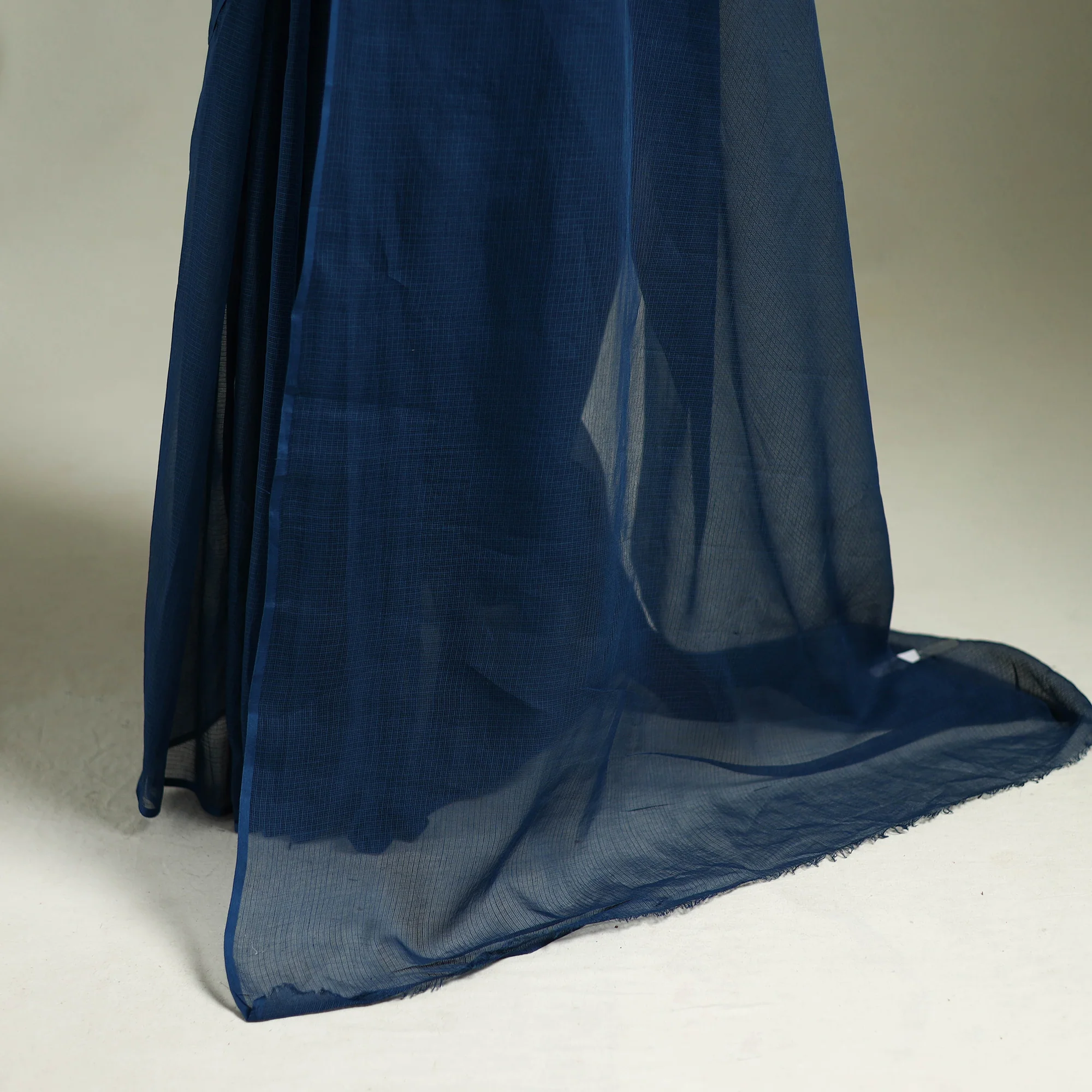 Blue - Nazaakat Kota Doria Cotton Plain Saree with Blouse & Jewellery Set 67 - Image 4