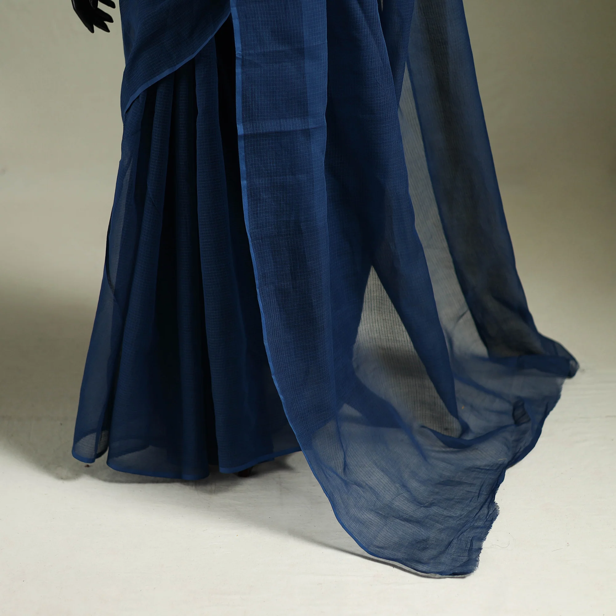 Blue - Nazaakat Kota Doria Cotton Plain Saree with Blouse & Jewellery Set 87 - Image 4