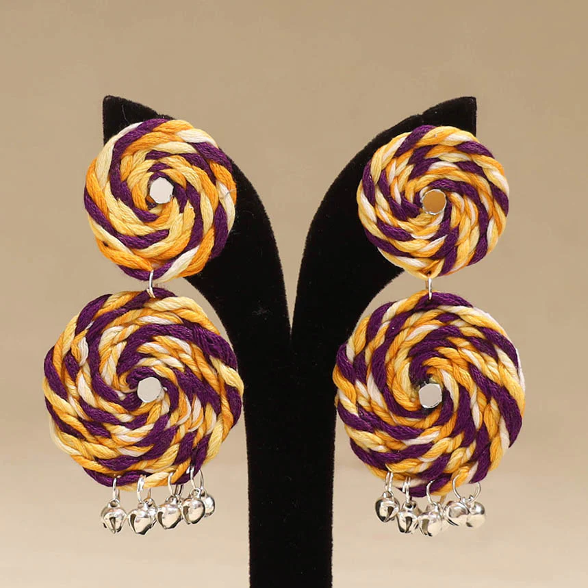 Multicolor - Noor Ghungroo Work Thread Earrings - Image 2