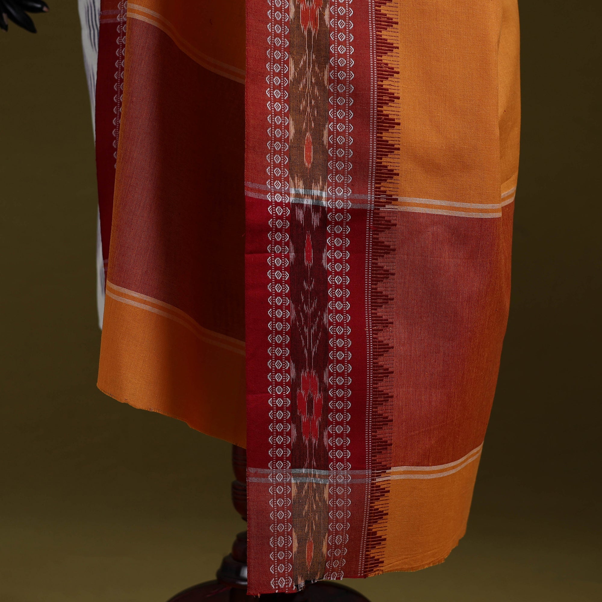 Yellow - Odisha Ikat Cotton Sambalpuri Dupatta 10 - Image 4