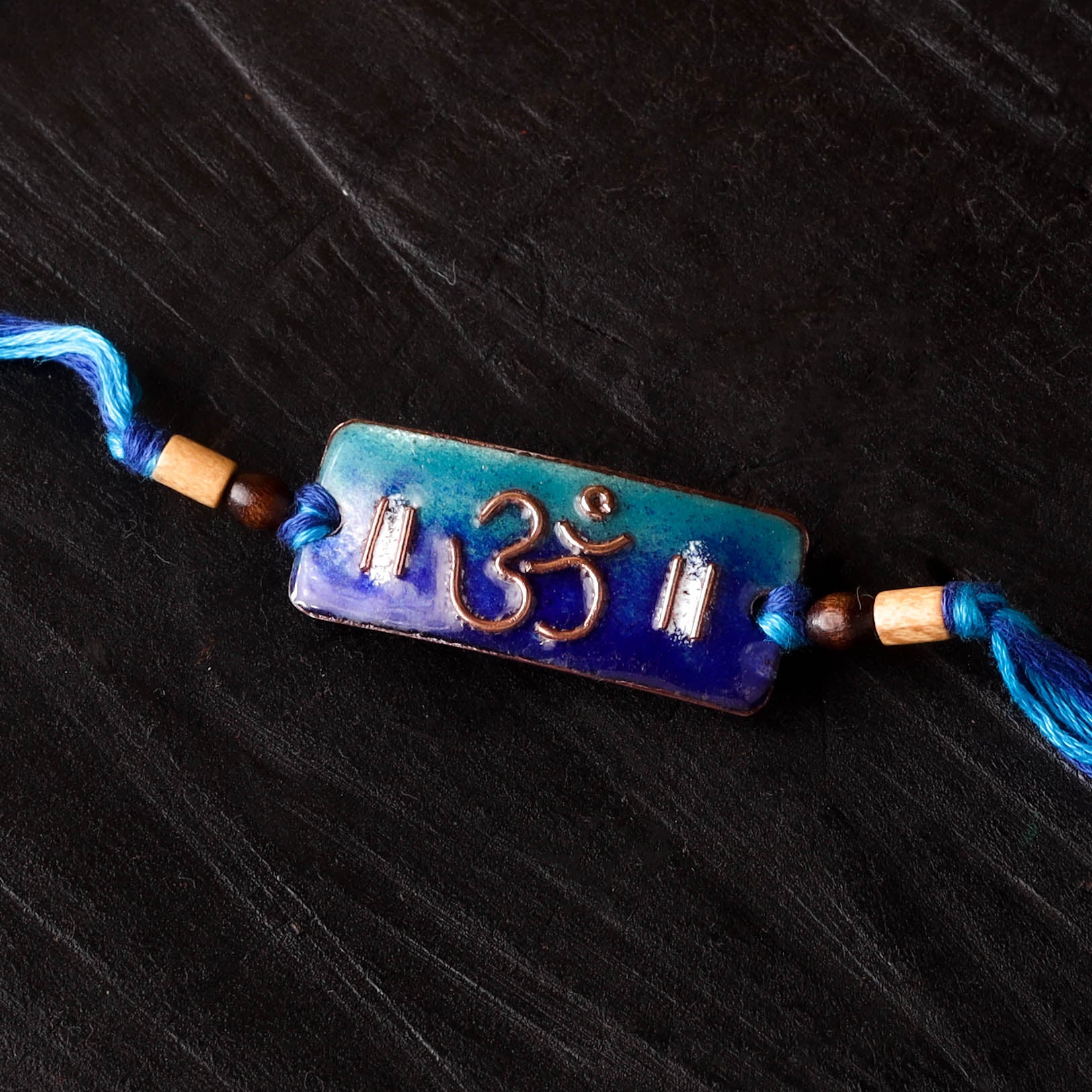 Om Rectangular - Copper Enamel Rakhi by Ekibeki 05 - Image 2