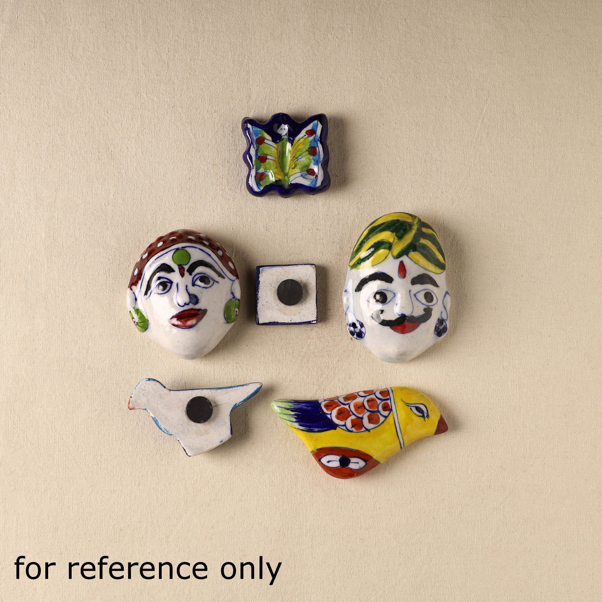 White - Face Original Blue Pottery Ceramic Fridge Magnet 89 - Image 3