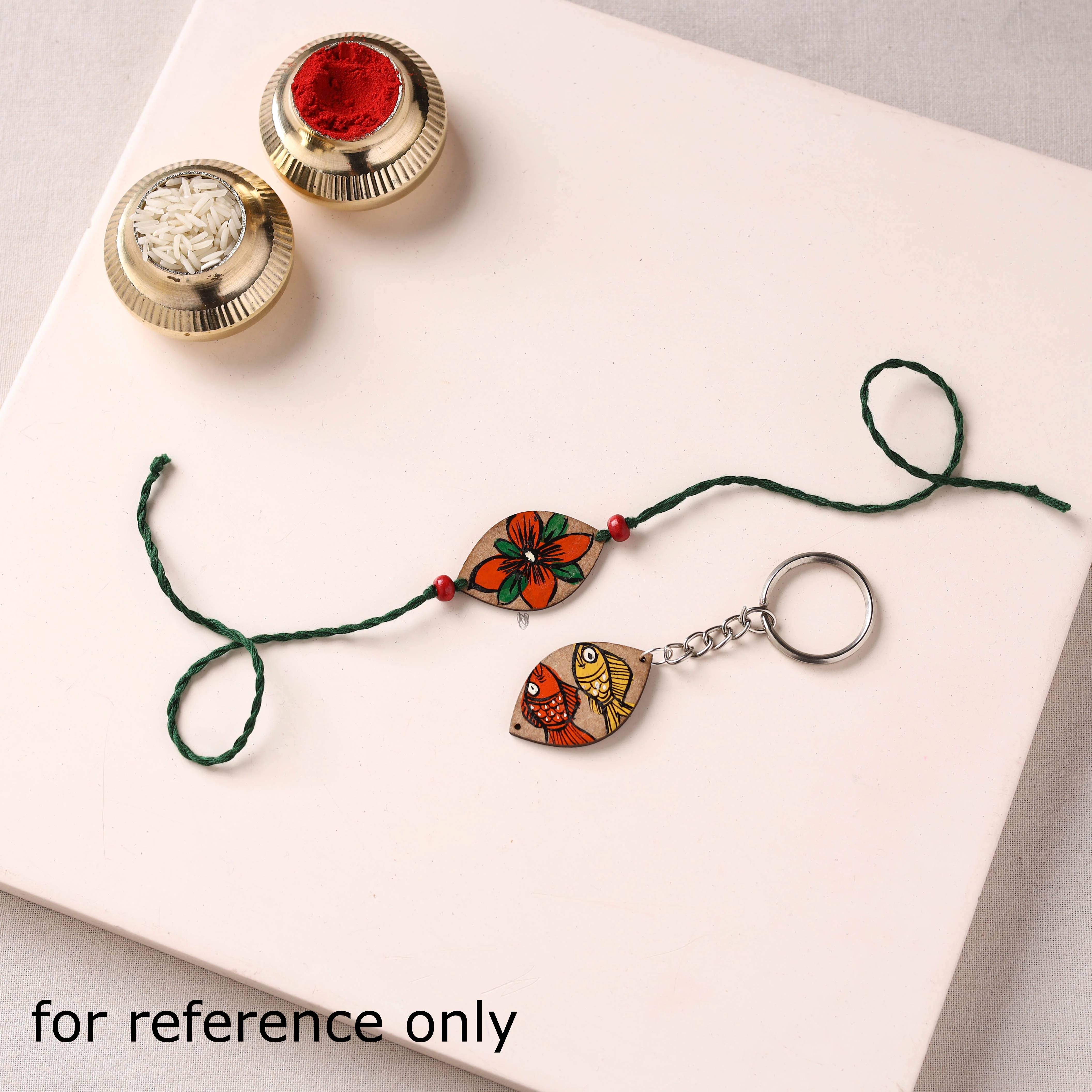 Pattachitra Handpainted Wooden Rakhi  82 - Image 3