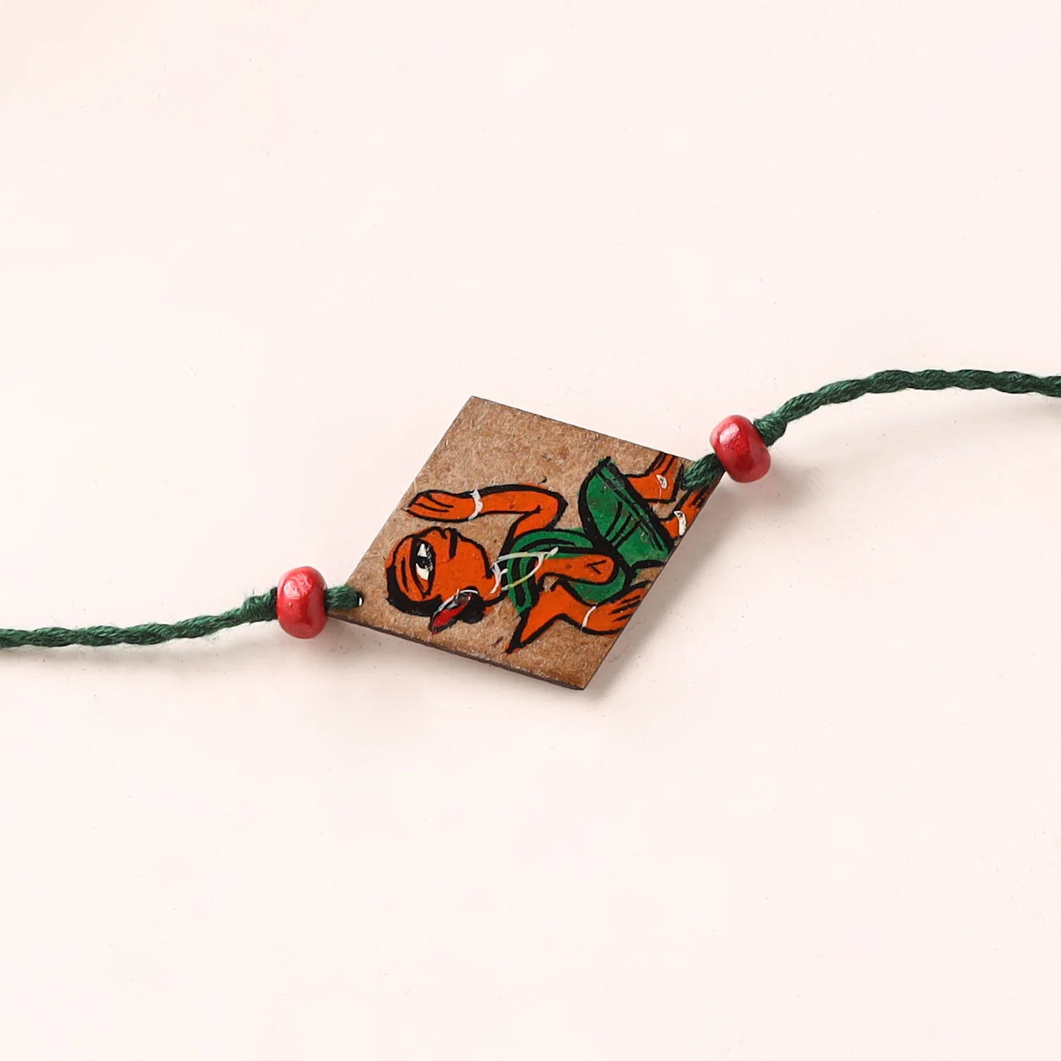 Pattachitra Handpainted Wooden Rakhi  88 - Image 2