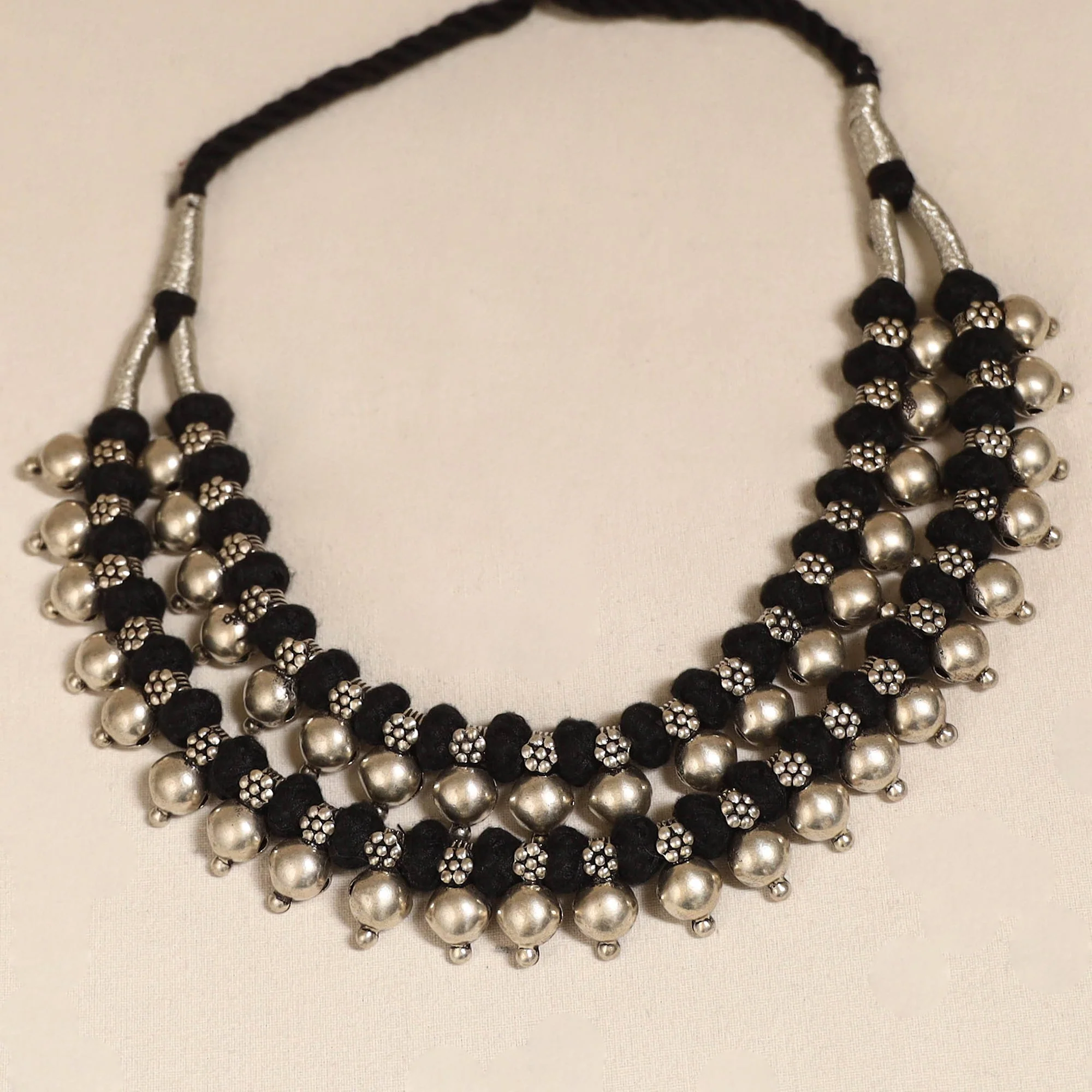 Black - Patwa Thread Beads Necklace by Kailash Patwa 02 - Image 3