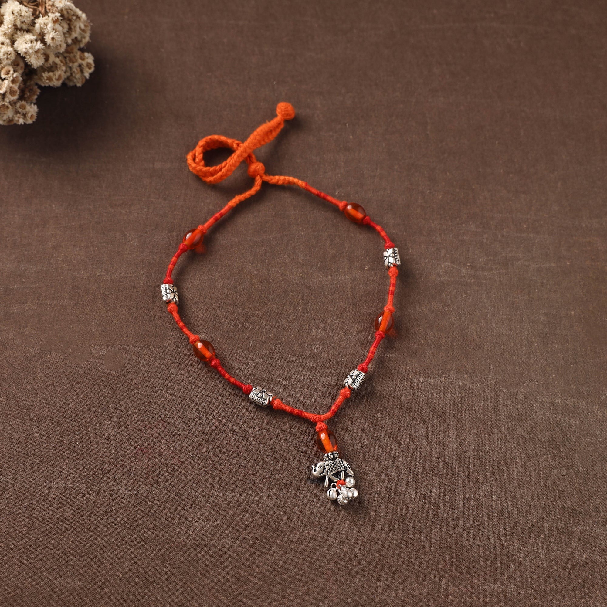 Orange - Patwa Threadwork Beaded Necklace by Kailash Patwa 04 - Image 2