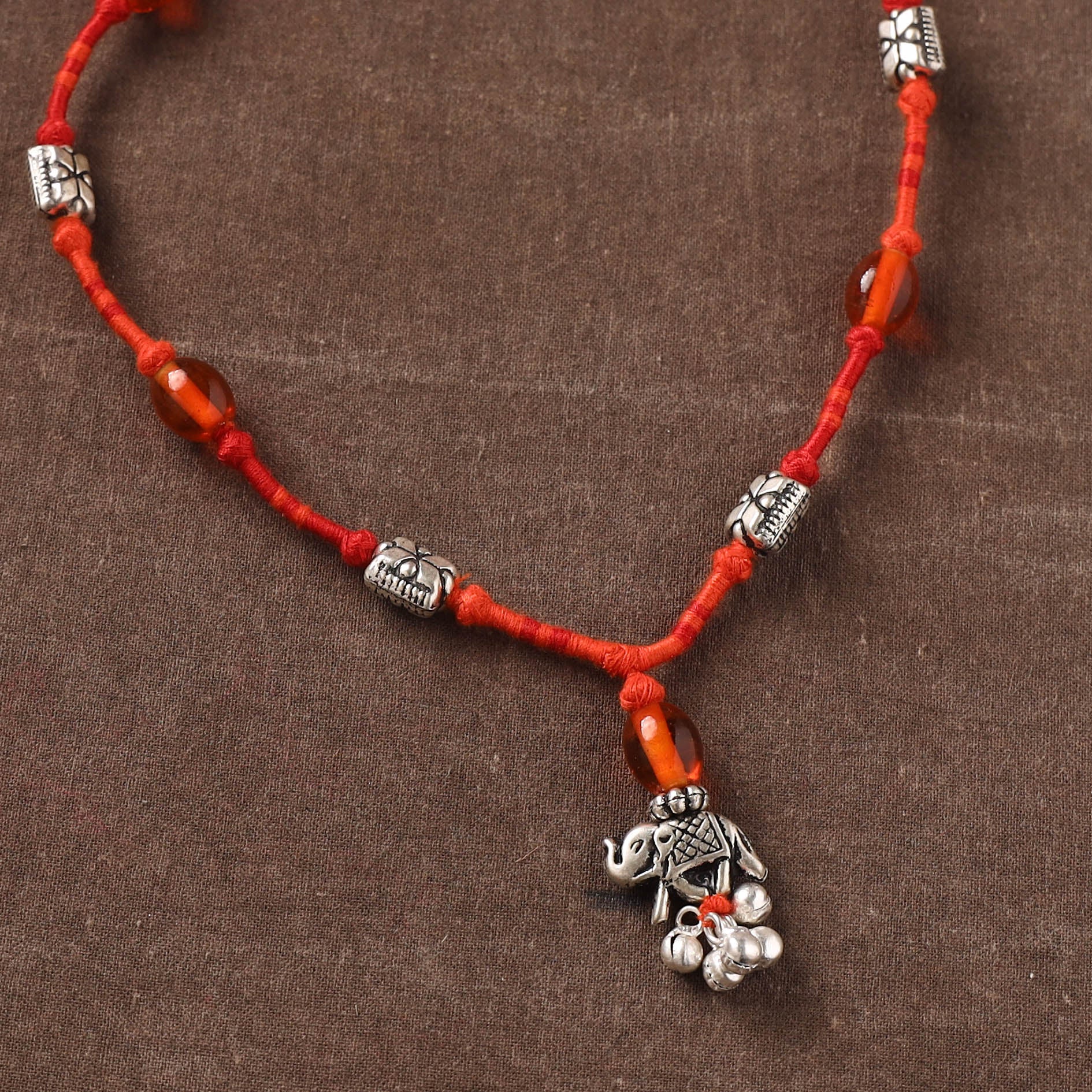 Orange - Patwa Threadwork Beaded Necklace by Kailash Patwa 04 - Image 3