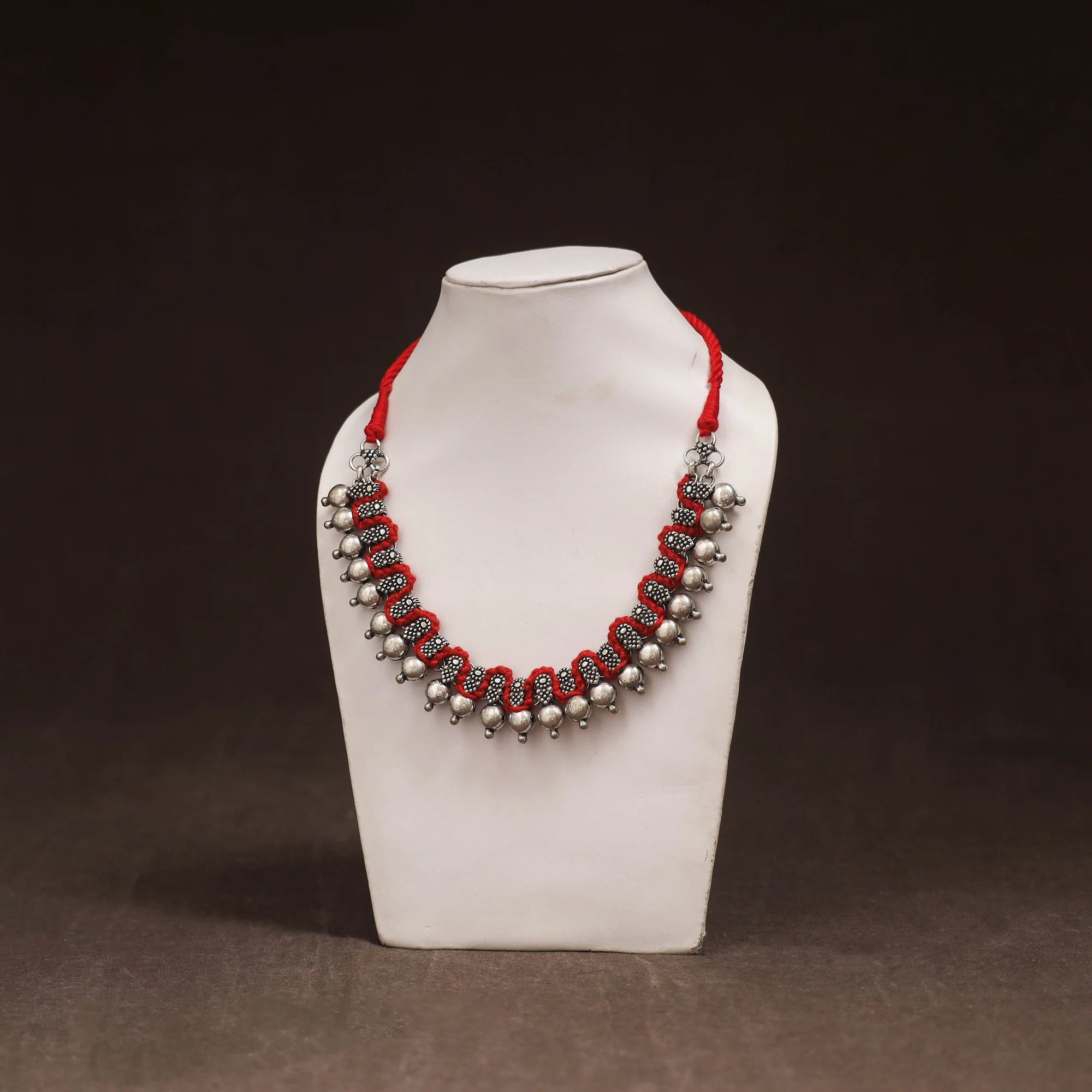 Red - Patwa Threadwork Choker Necklace by Kailash Patwa 38
