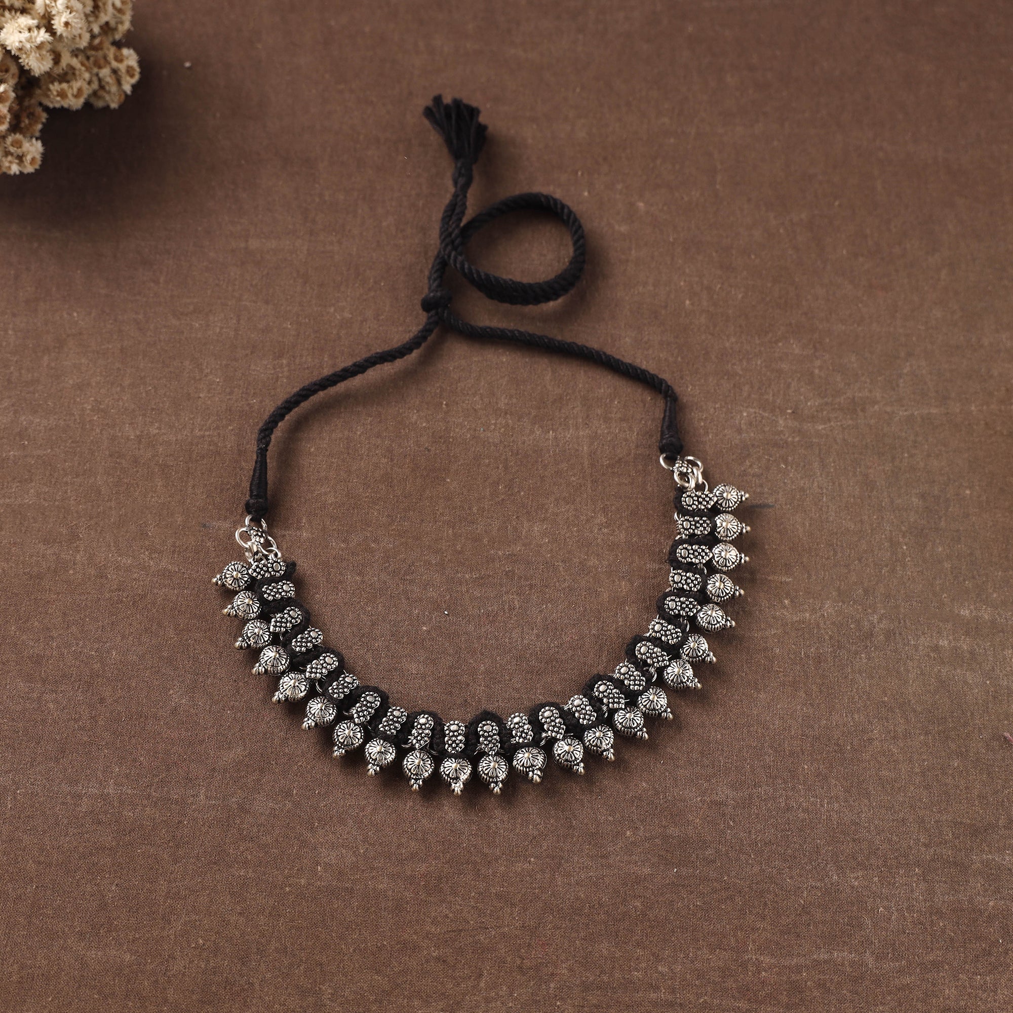 Black - Patwa Threadwork Choker Necklace by Kailash Patwa 40 - Image 2