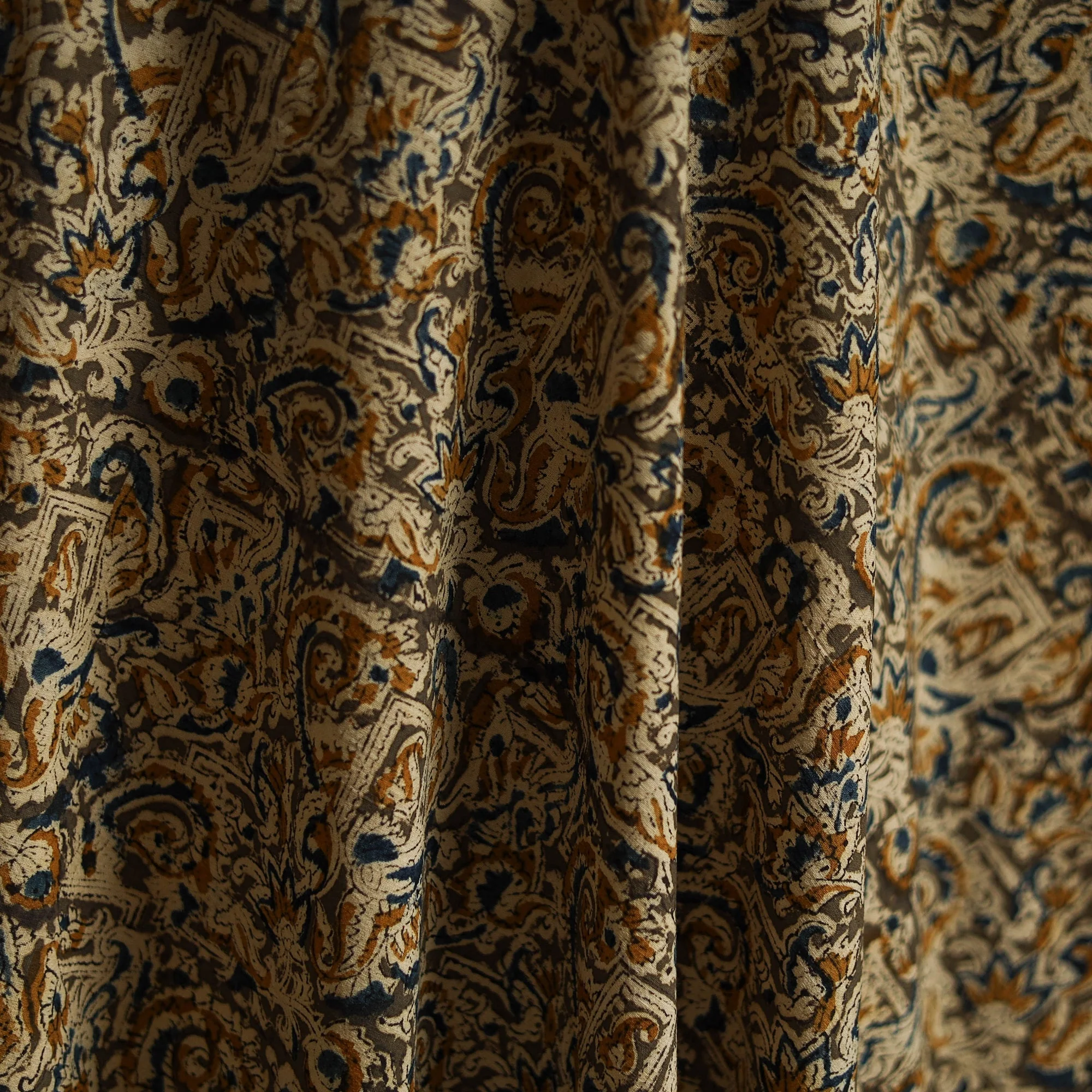 Green - Pedana Block Print Natural Dyed Cotton Kalamkari Fabric 10 - Image 3