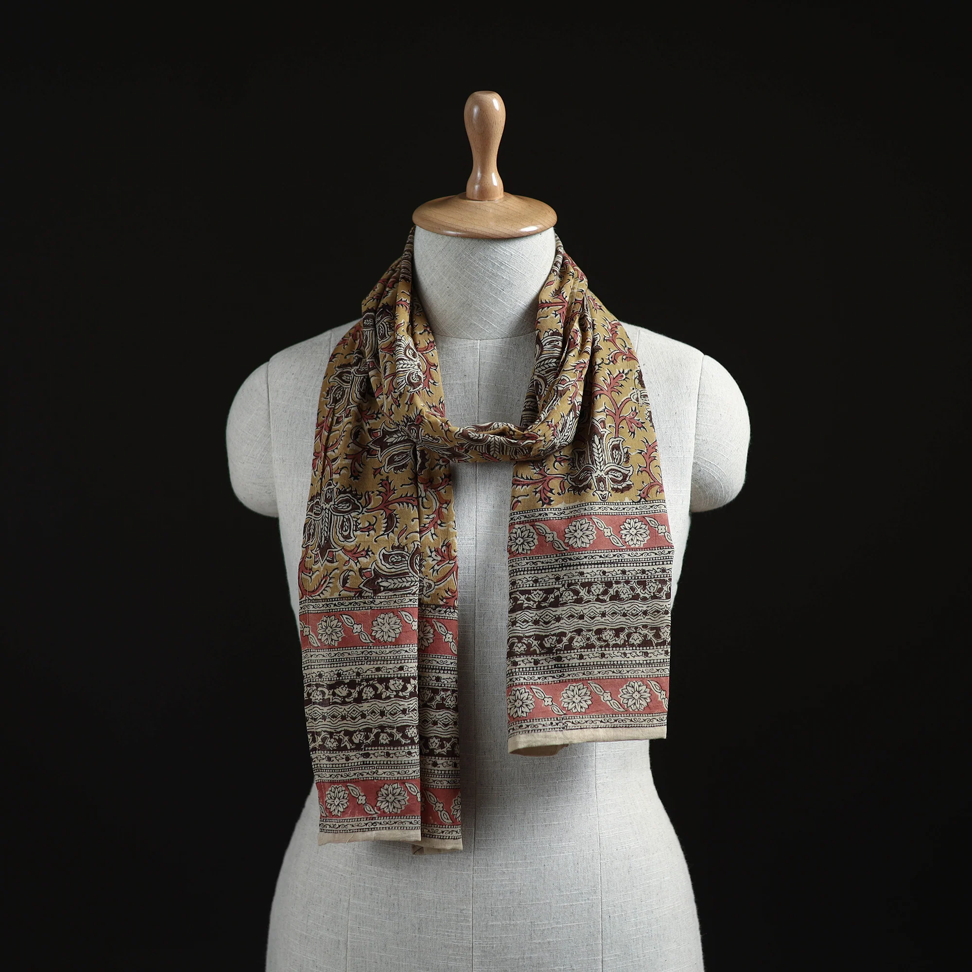 Pedana Block Print Natural Dyed Cotton Kalamkari Stole 46