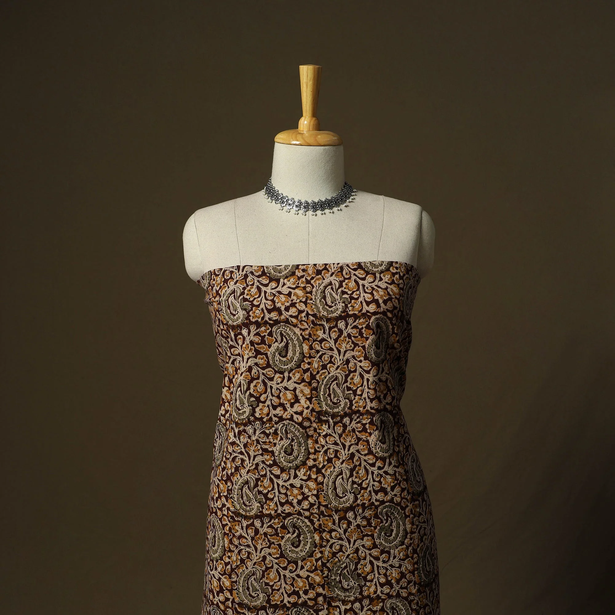 Maroon - Pedana Hand Block Print Natural Dyed Cotton Kalamkari 2pc Unstitched Dress Material Kurta Set 04 - Image 2
