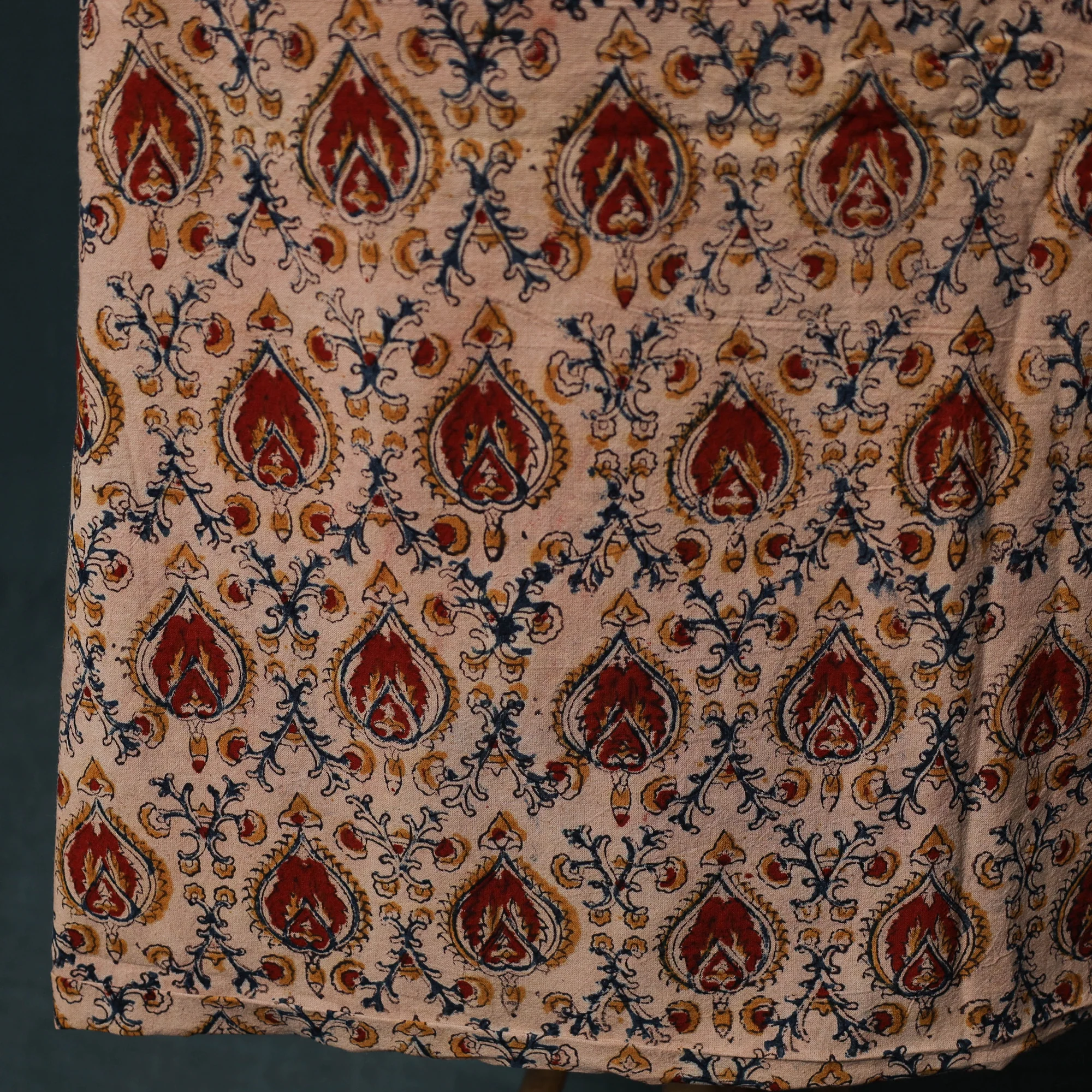 Beige - Pedana Hand Block Print Natural Dyed Cotton Kalamkari 2pc Unstitched Dress Material Kurta Set 04 - Image 5
