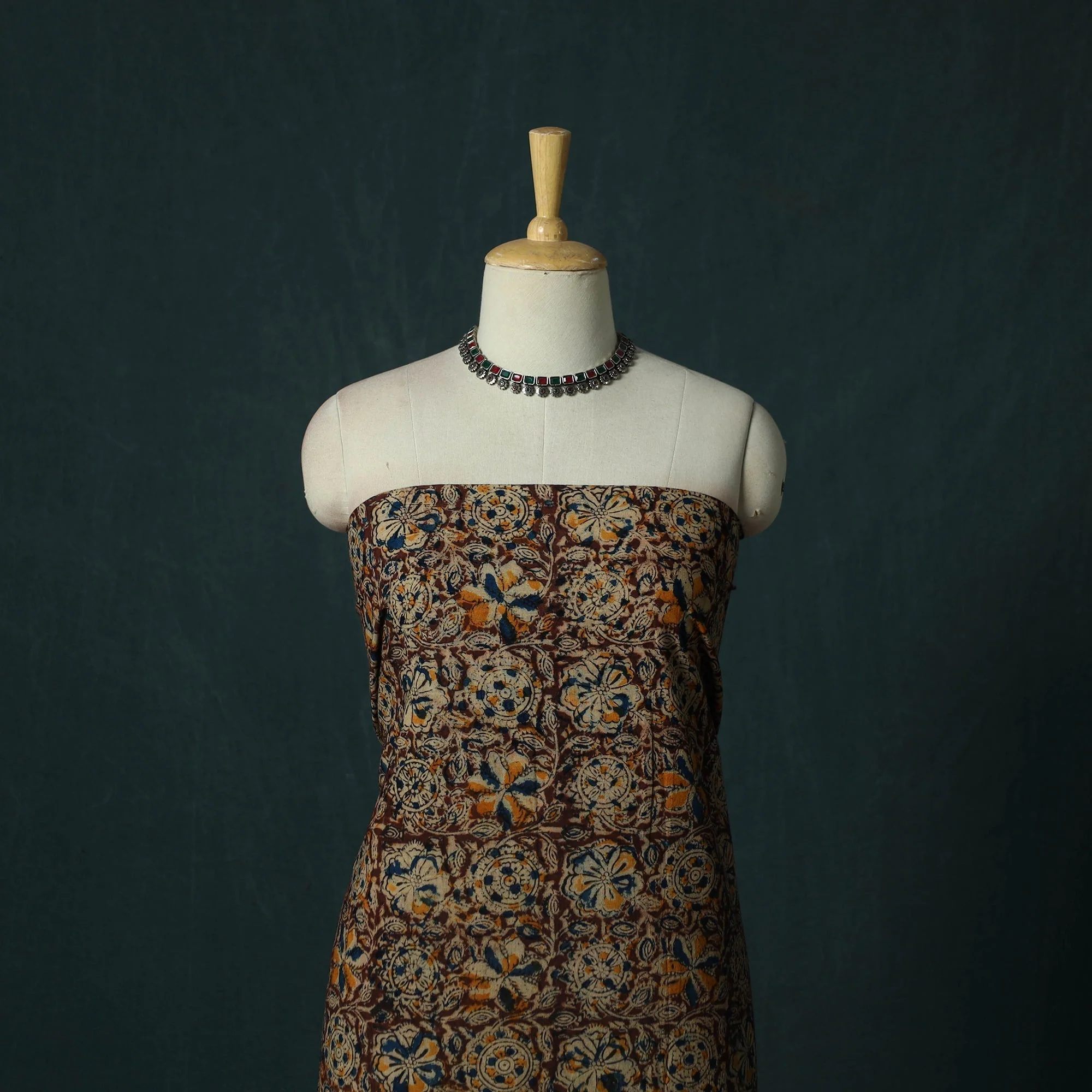 Maroon - Pedana Hand Block Print Natural Dyed Cotton Kalamkari 2pc Unstitched Dress Material Kurta Set 17 - Image 2
