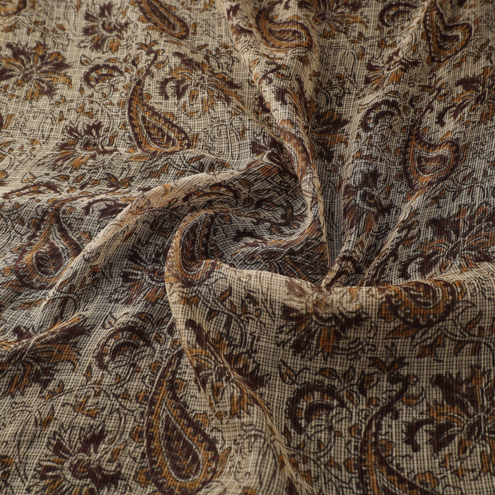 Pedana Hand Block Print Natural Dyed Kota Doria Cotton Kalamkari Fabric 06 - Image 3